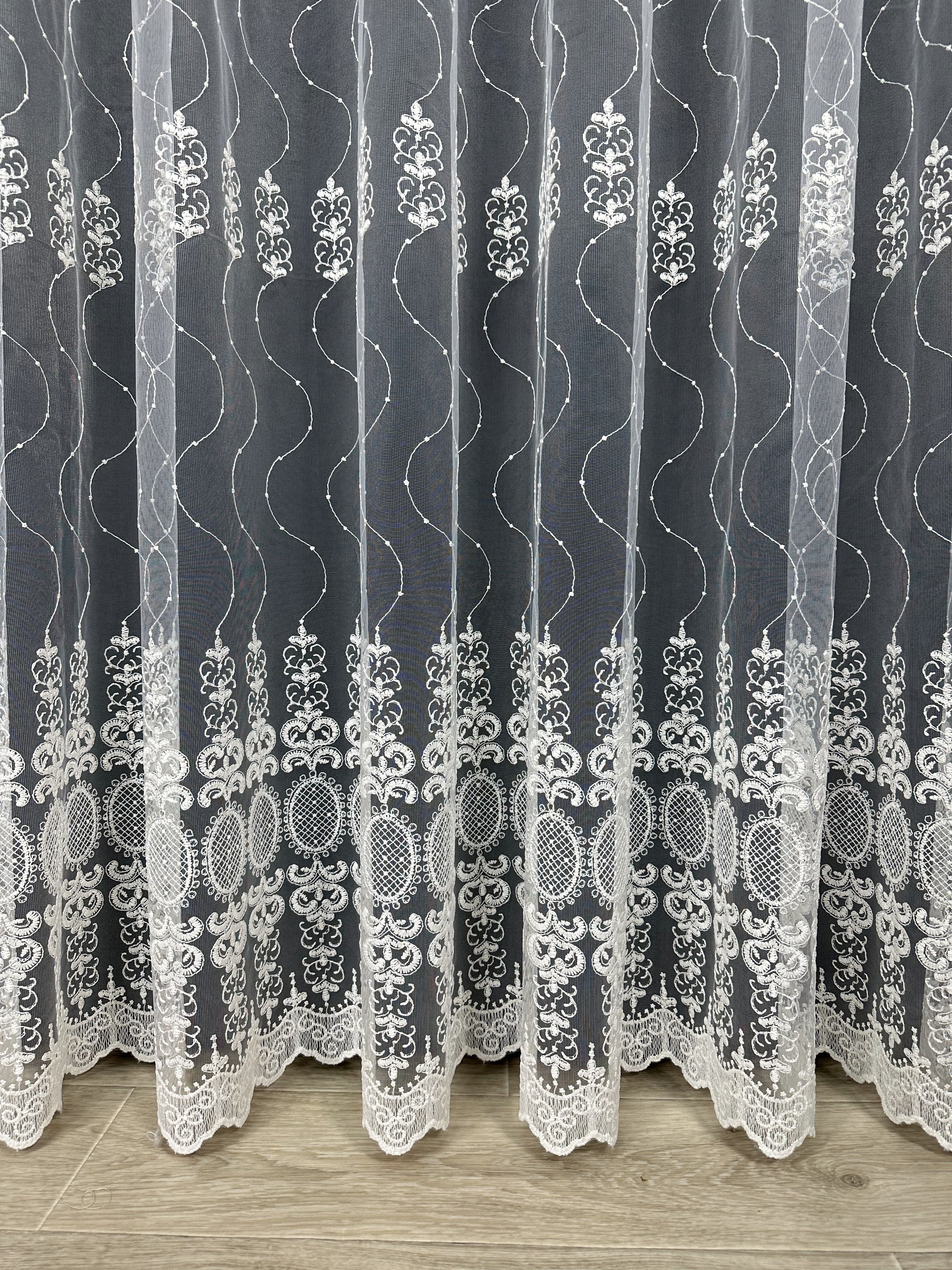 Sheer curtain with beautiful embroidery, milk color