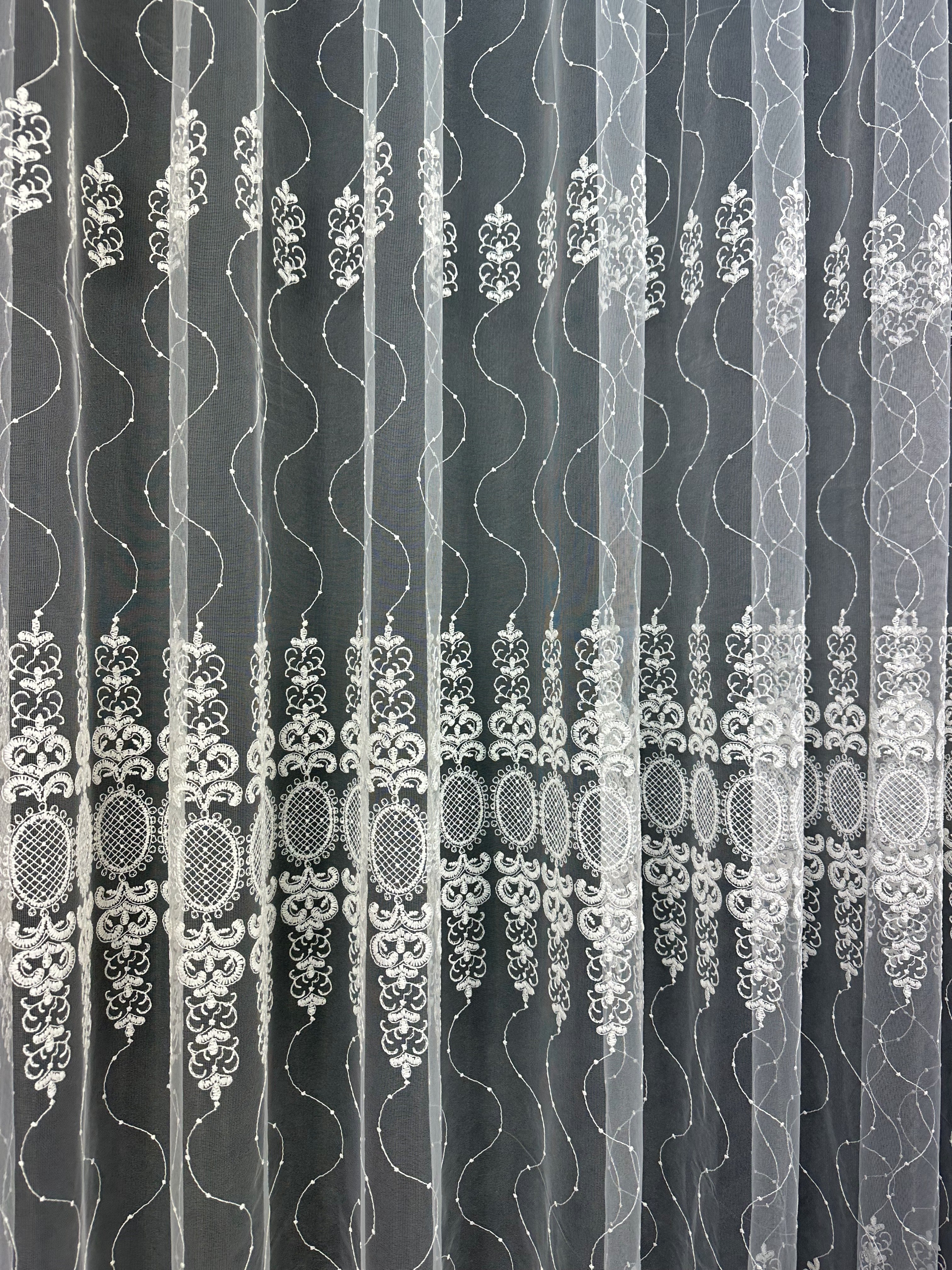 Sheer curtain with beautiful embroidery, milk color