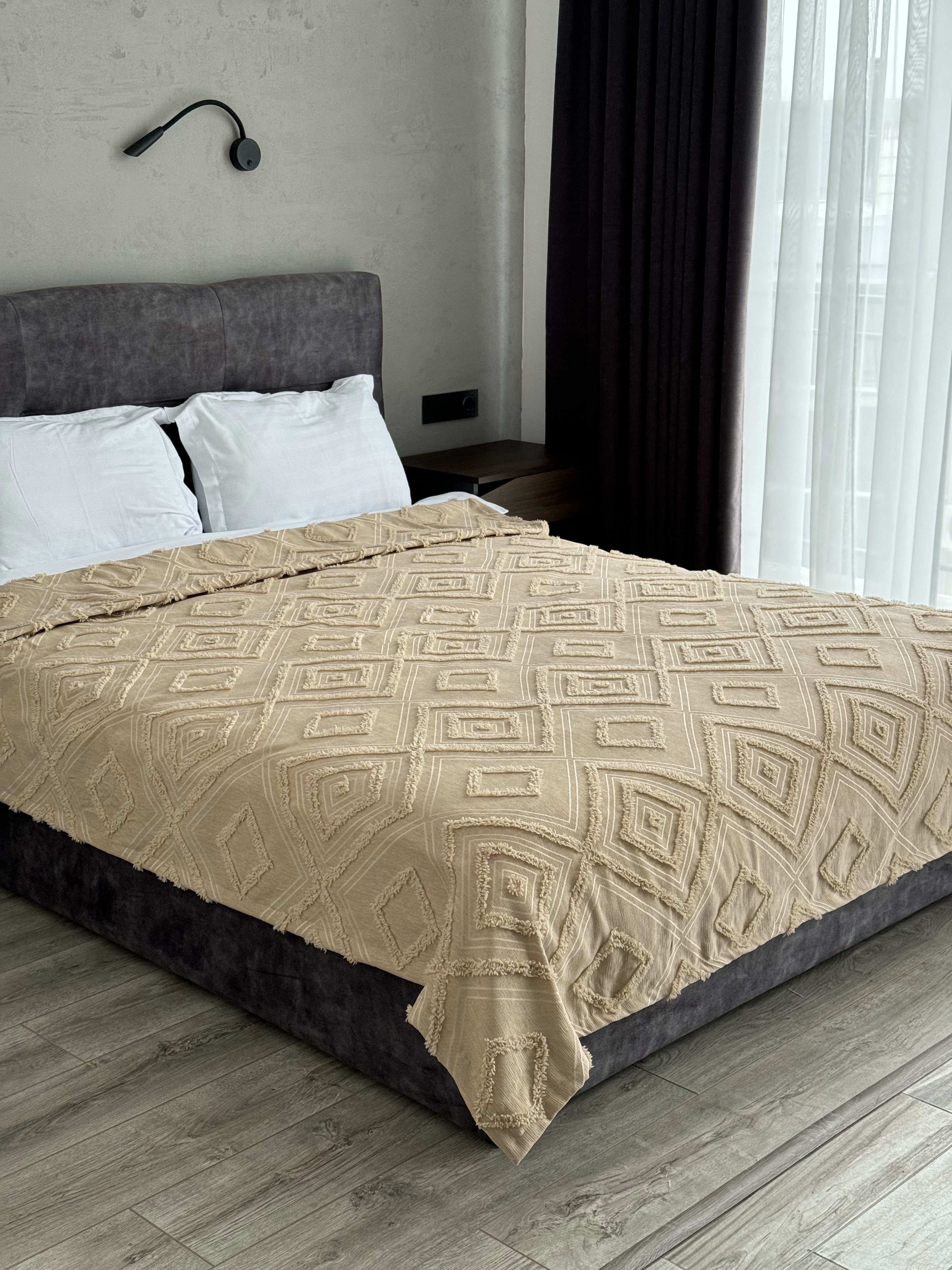 Scandinavian bedspread, 100% cotton, beige color