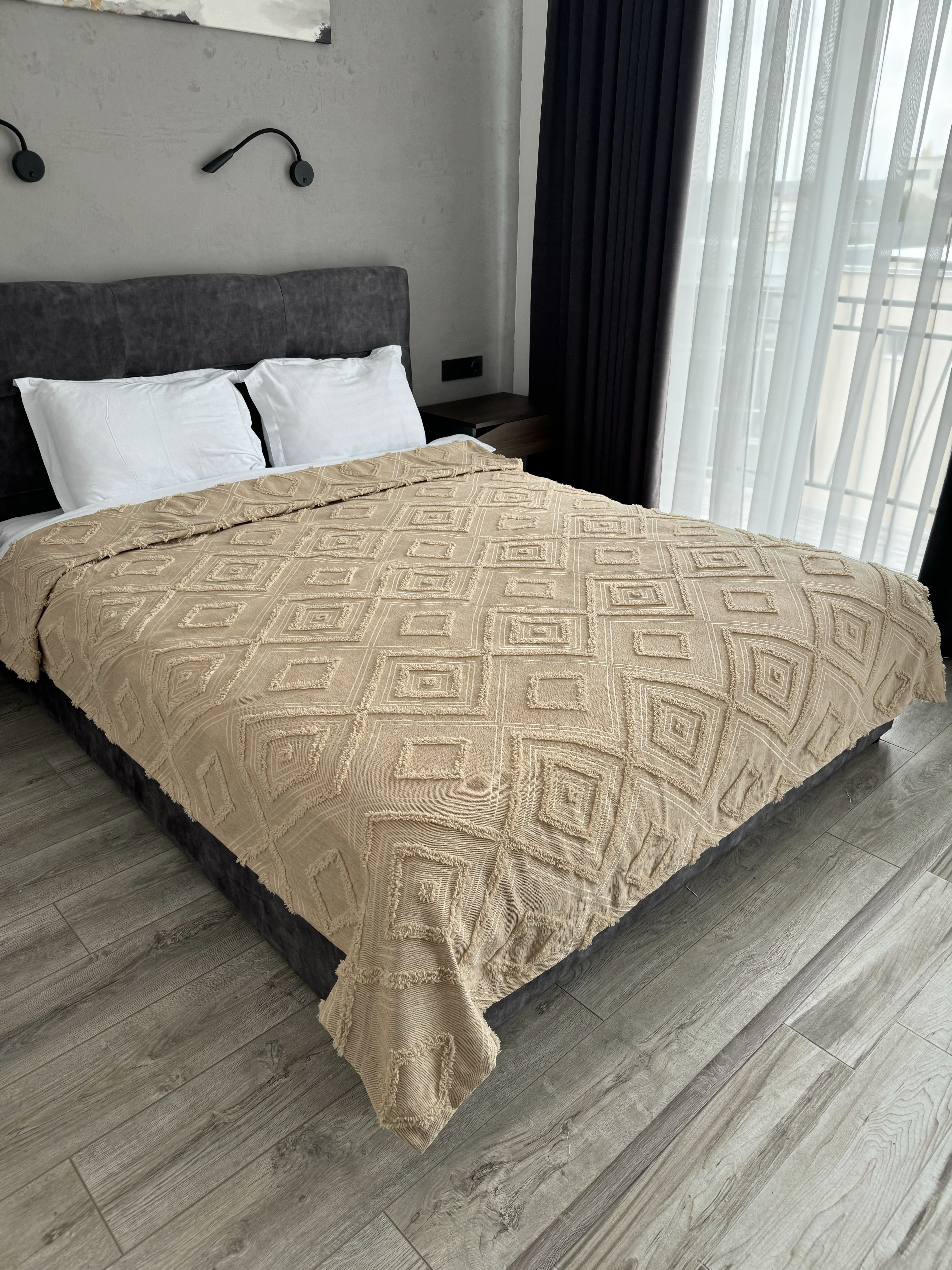 Scandinavian bedspread, 100% cotton, beige color