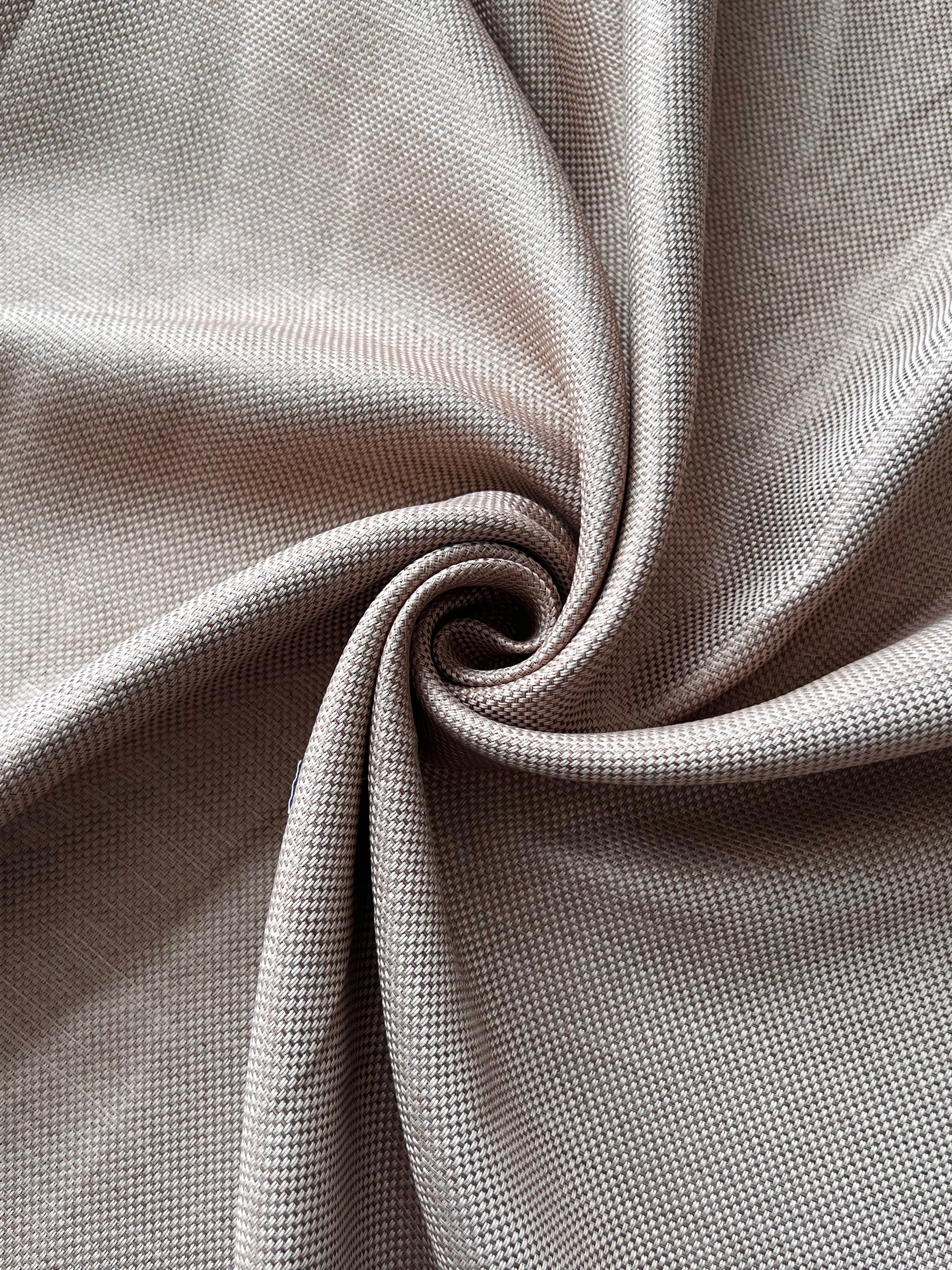 Plain linen woven curtain “Asil” with blackout lining, dark cappuccino color