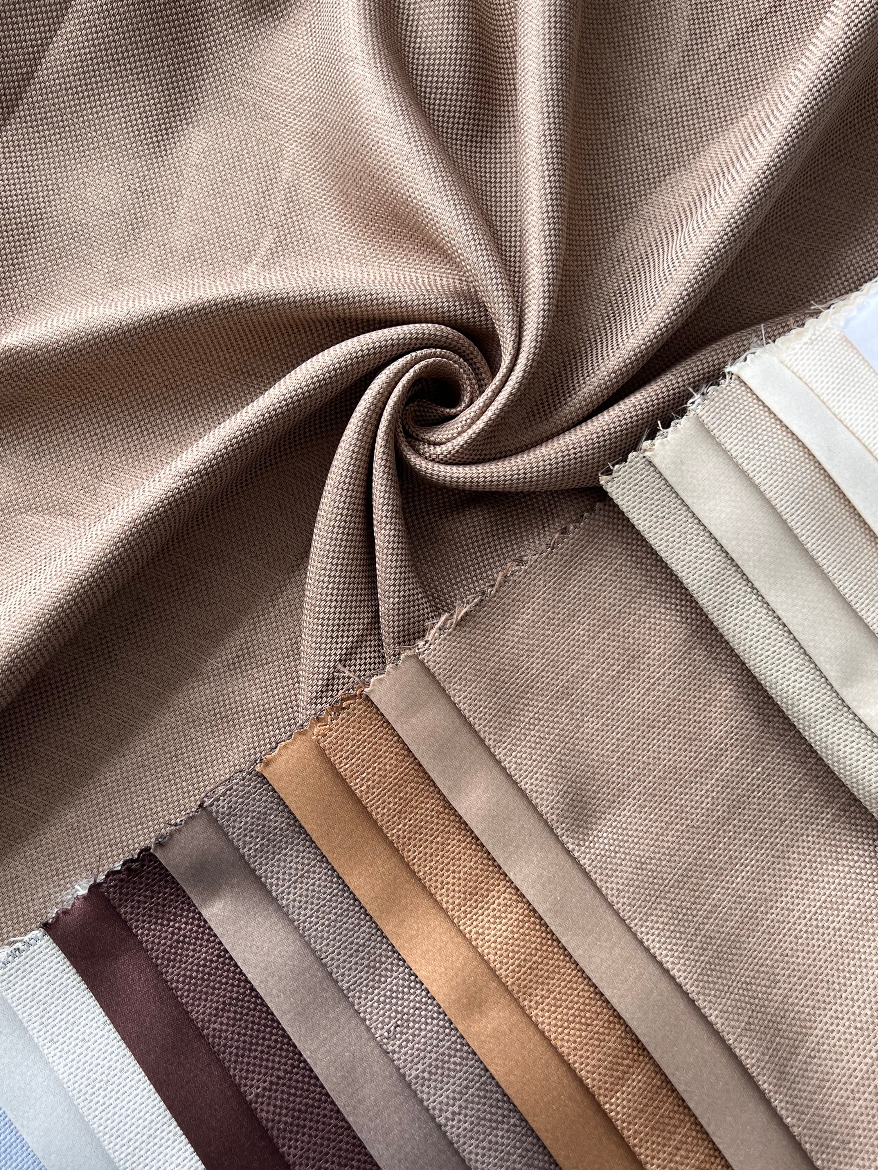 Plain linen woven curtain “Asil” with blackout lining, dark cappuccino color