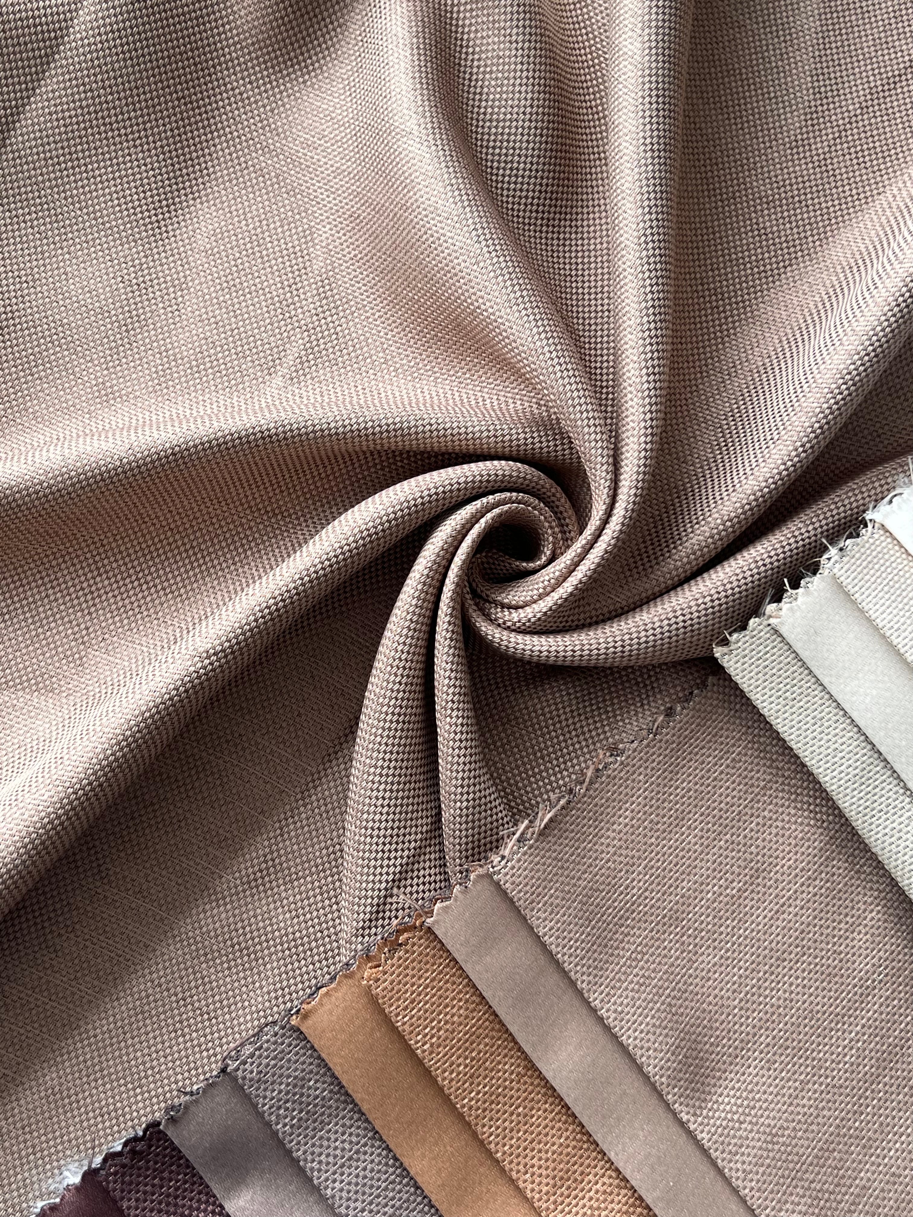 Plain linen woven curtain “Asil” with blackout lining, dark cappuccino color