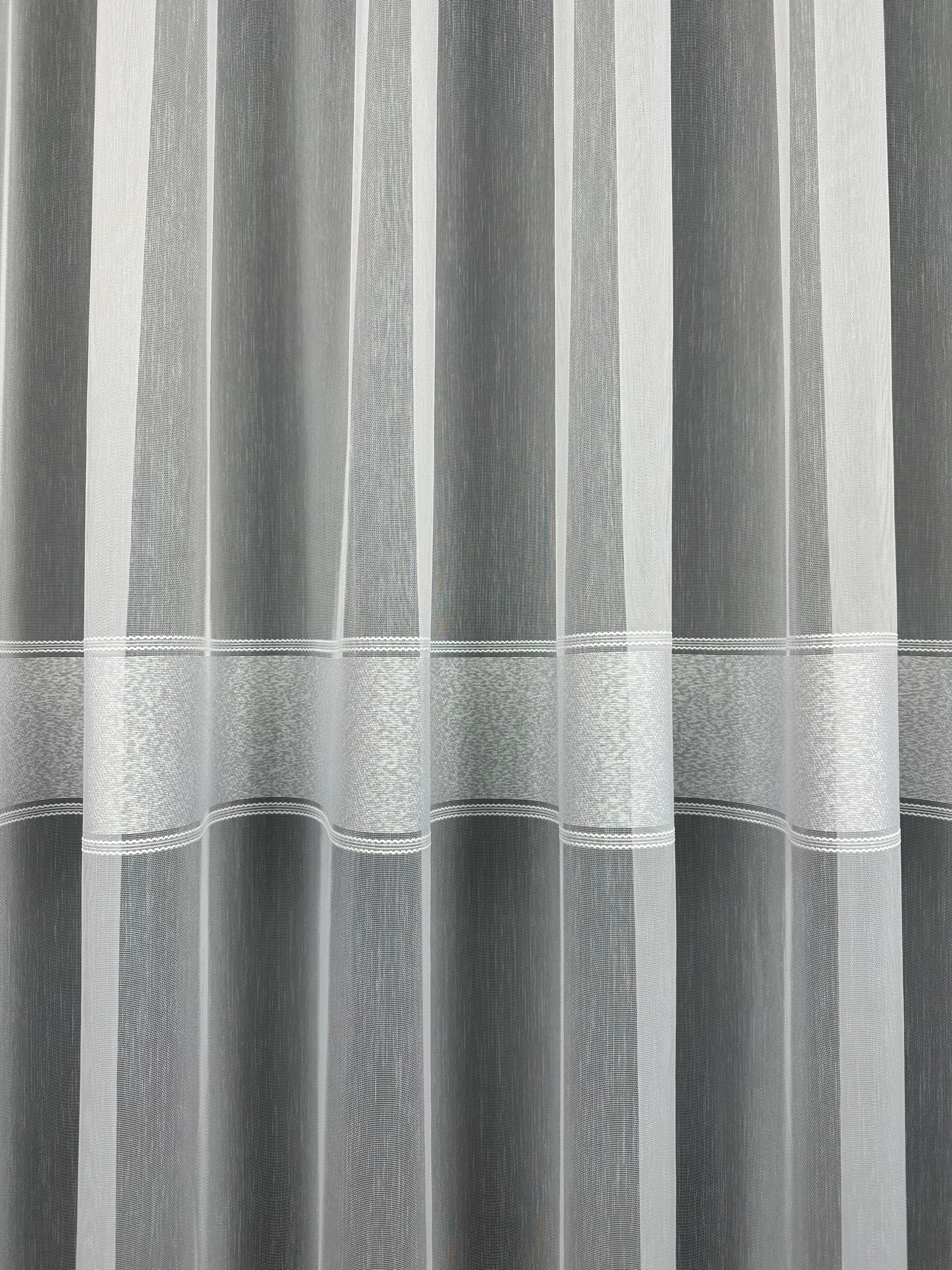 Sheer curtain with stripes, white color