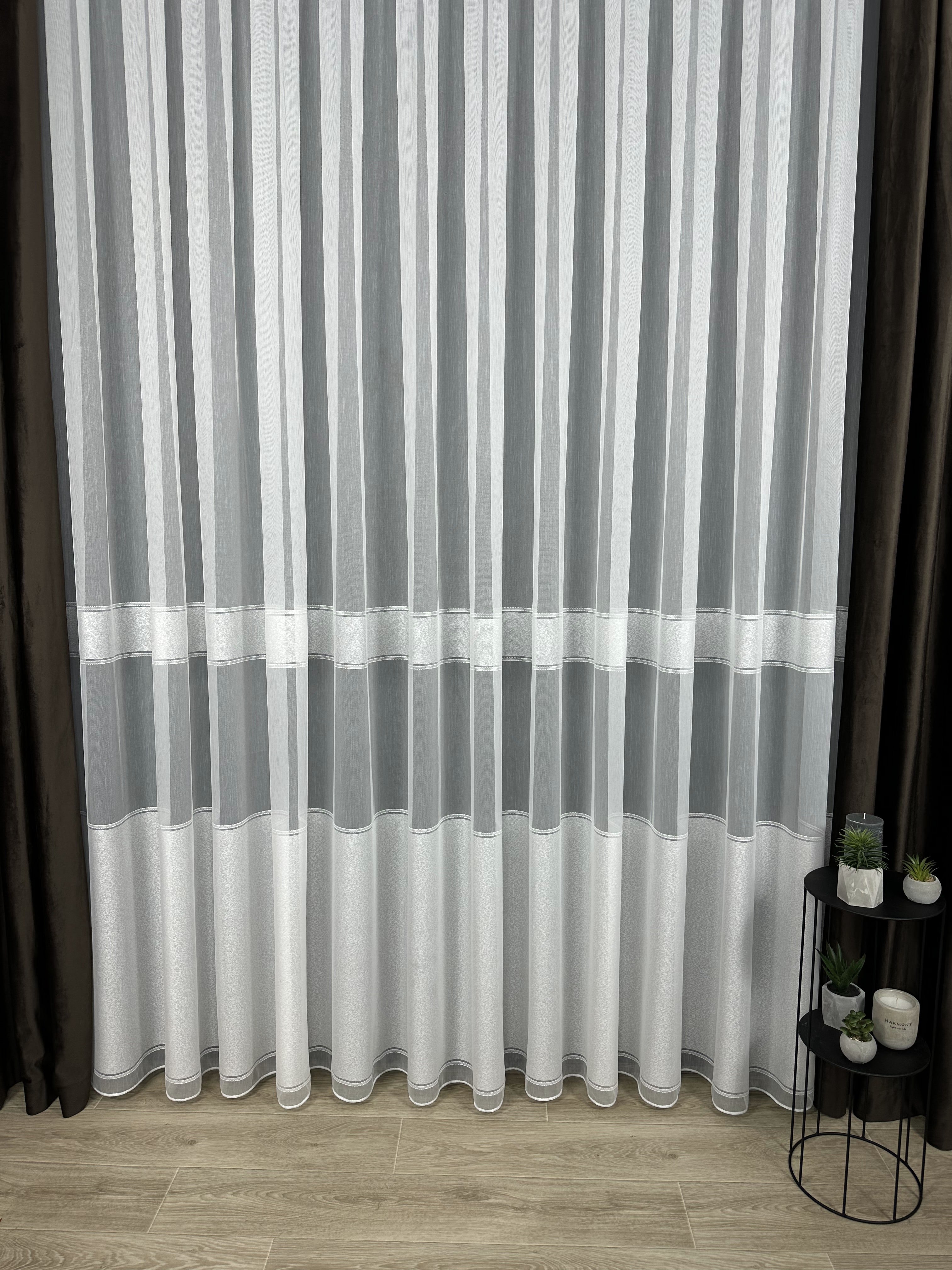 Sheer curtain with stripes, milk color