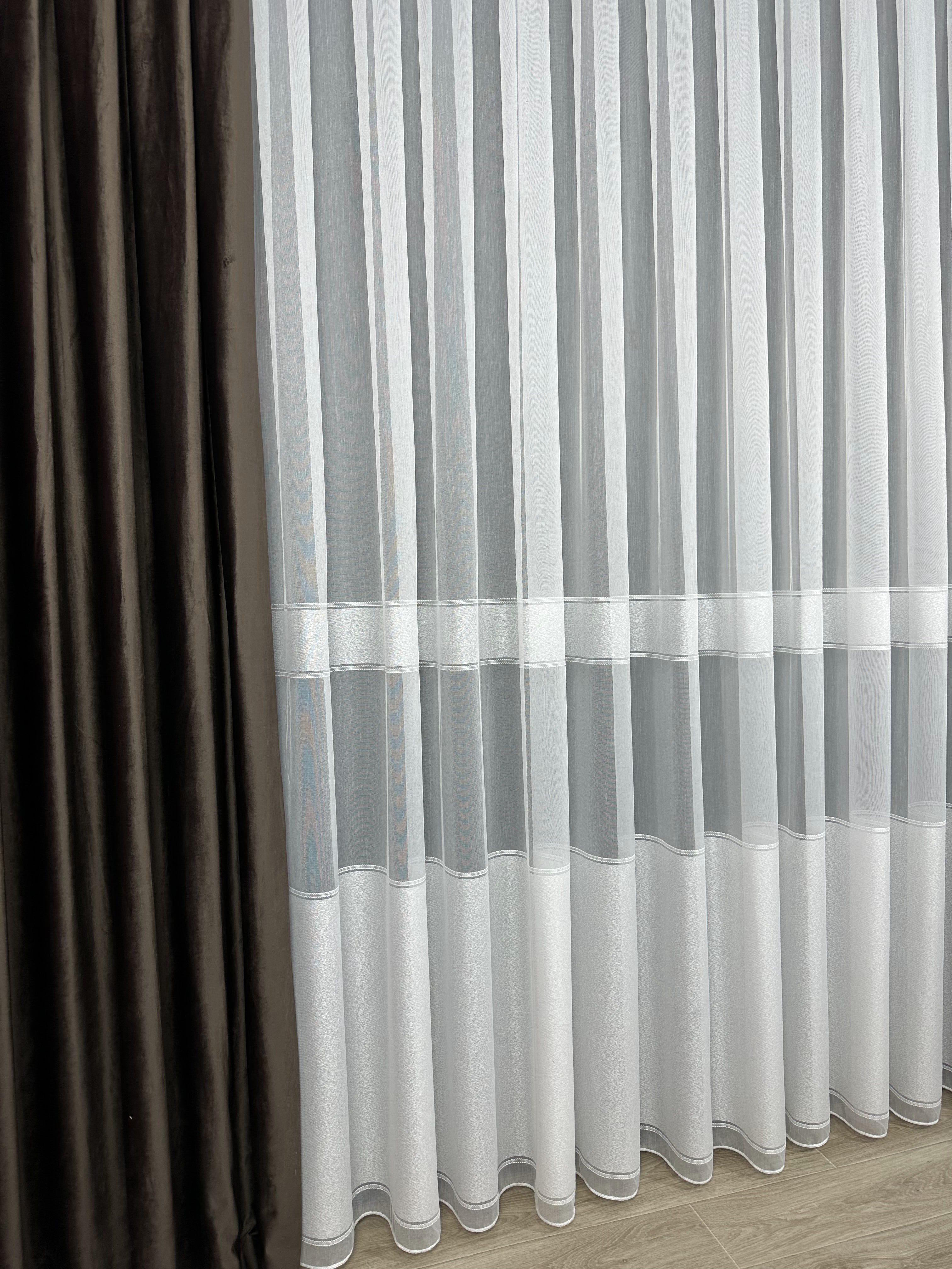 Sheer curtain with stripes, milk color