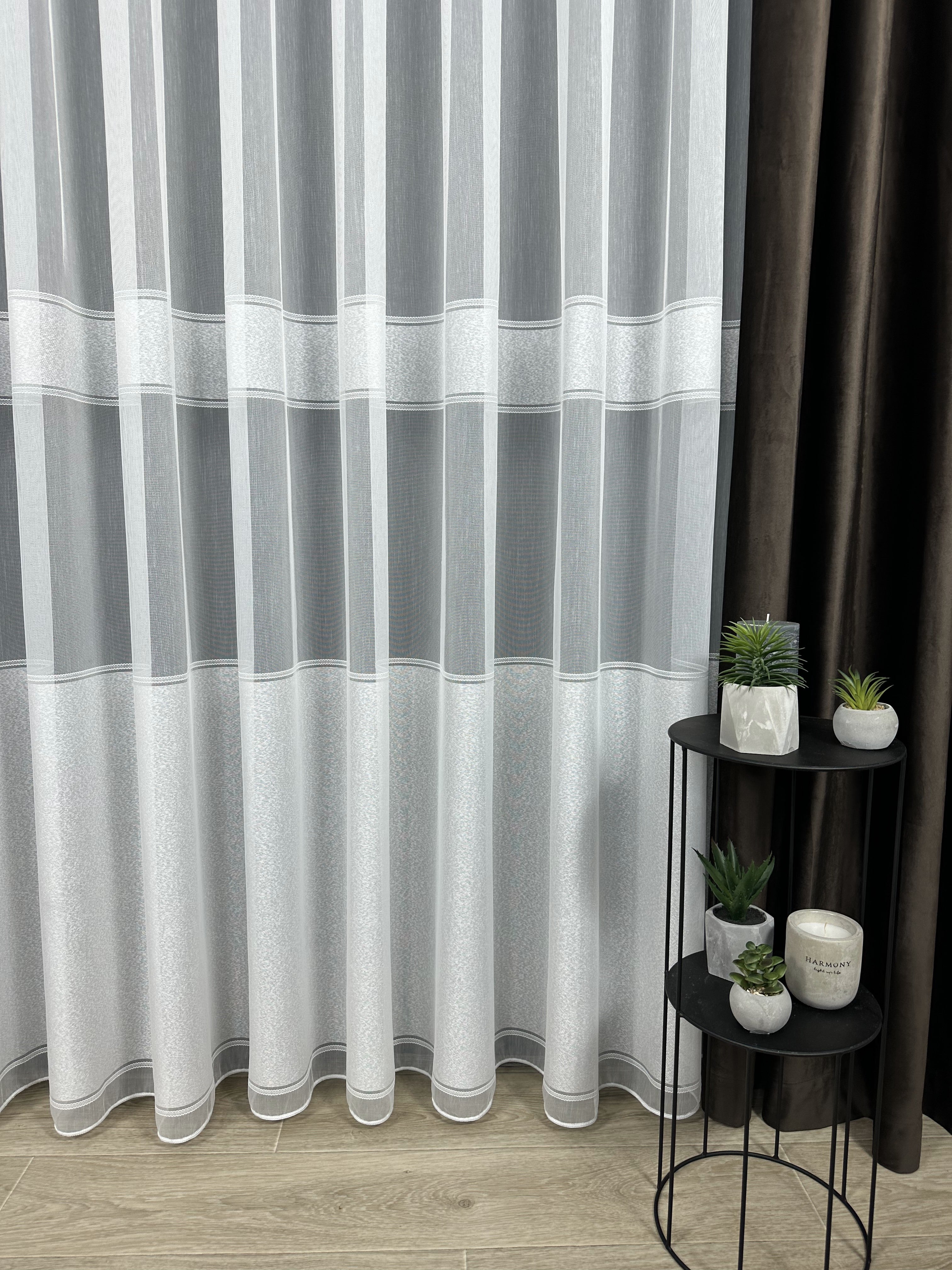 Sheer curtain with stripes, milk color