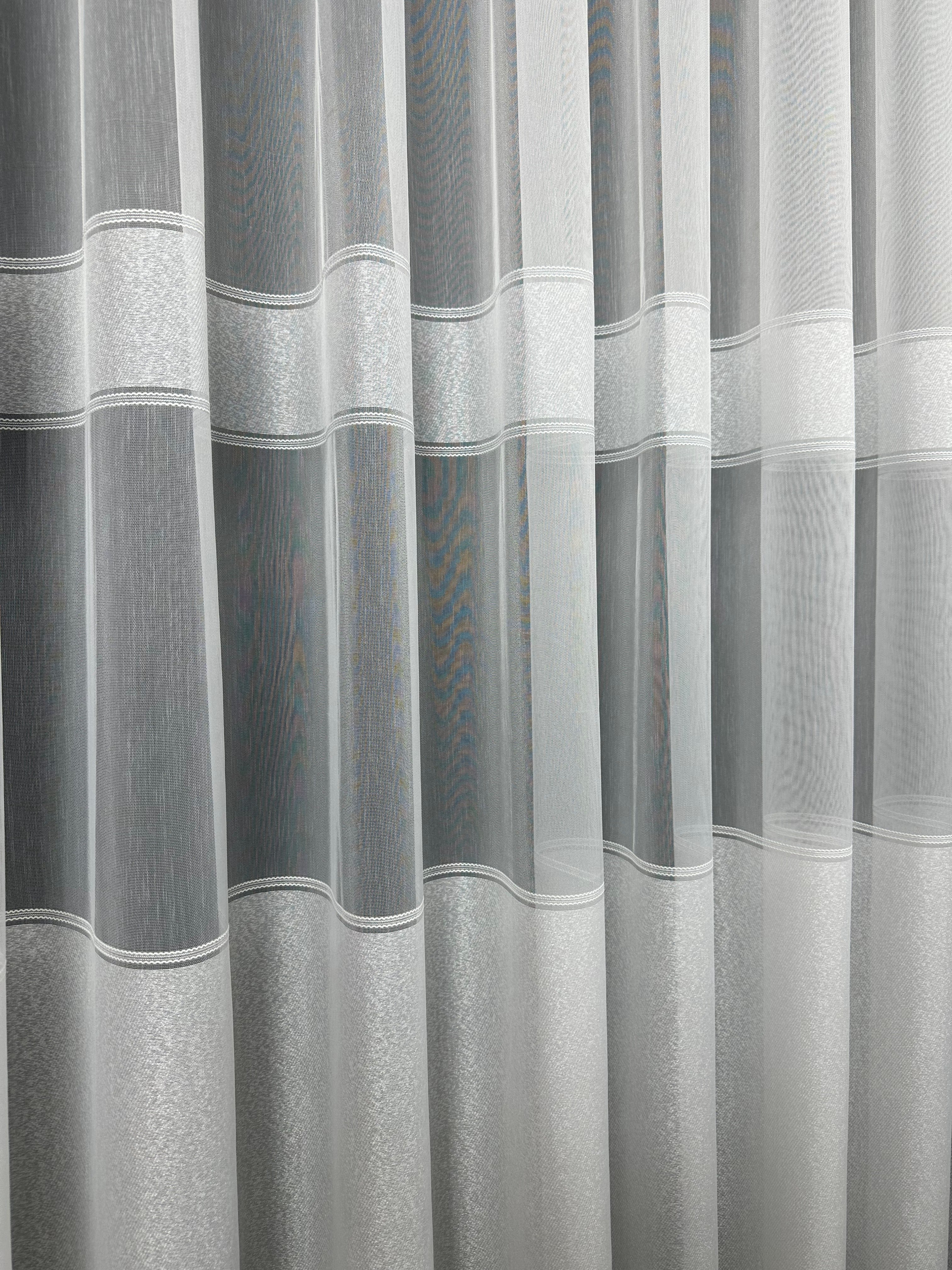 Sheer curtain with stripes, milk color