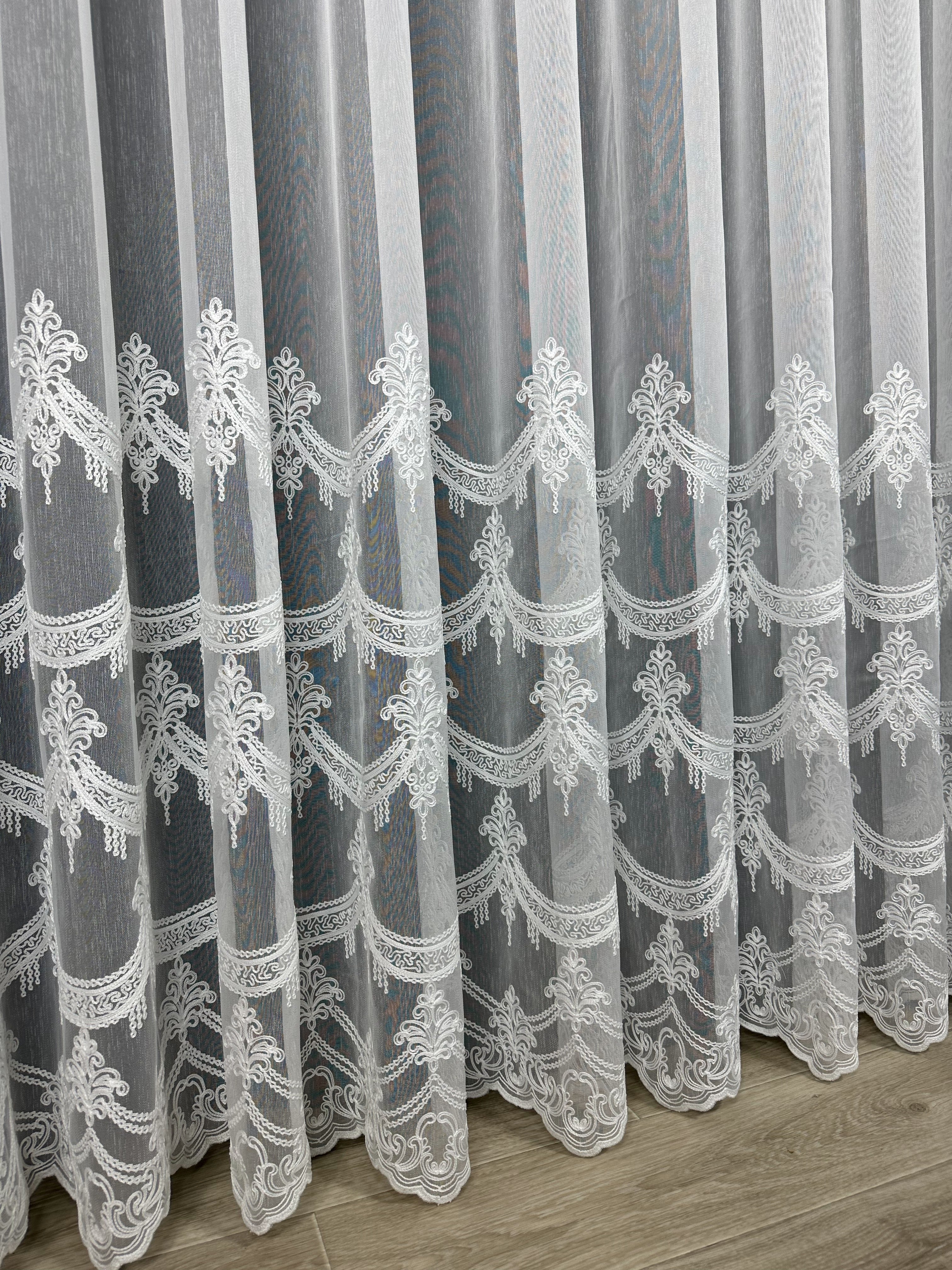 Sheer curtain with beautiful embroidery, milk color