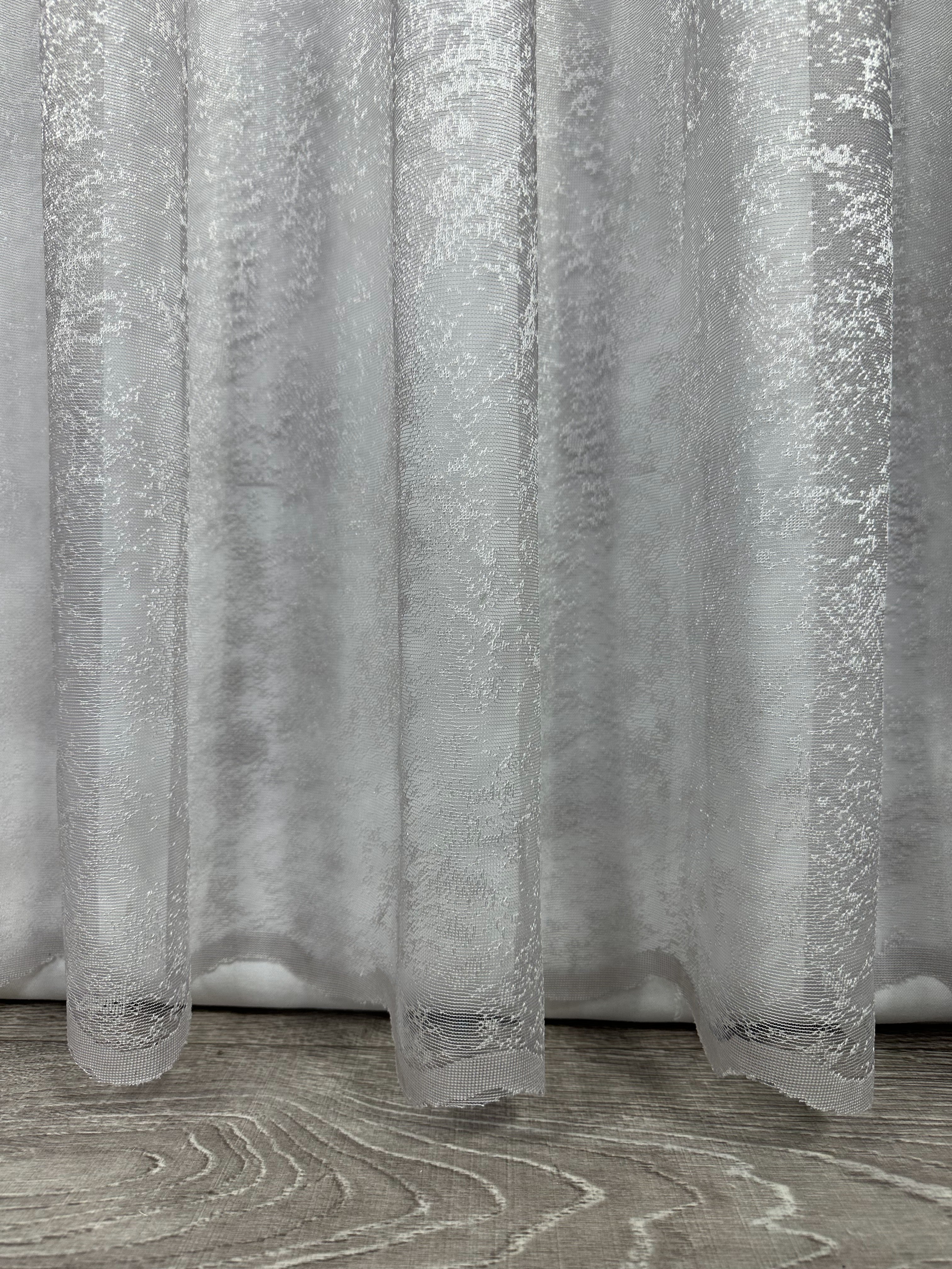 Sheer embroidered curtain “Marble”, gray color