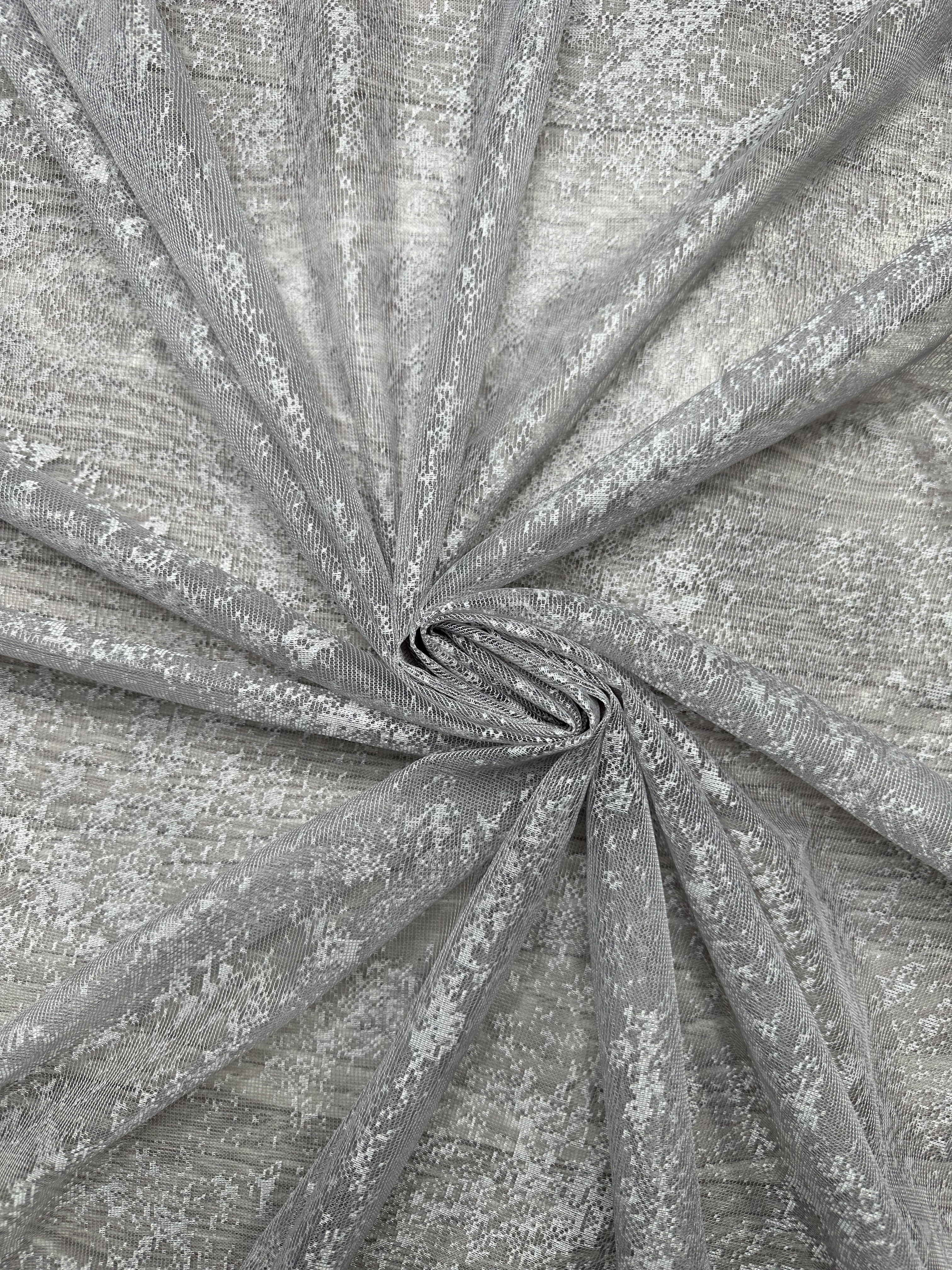 Sheer embroidered curtain “Marble”, gray color