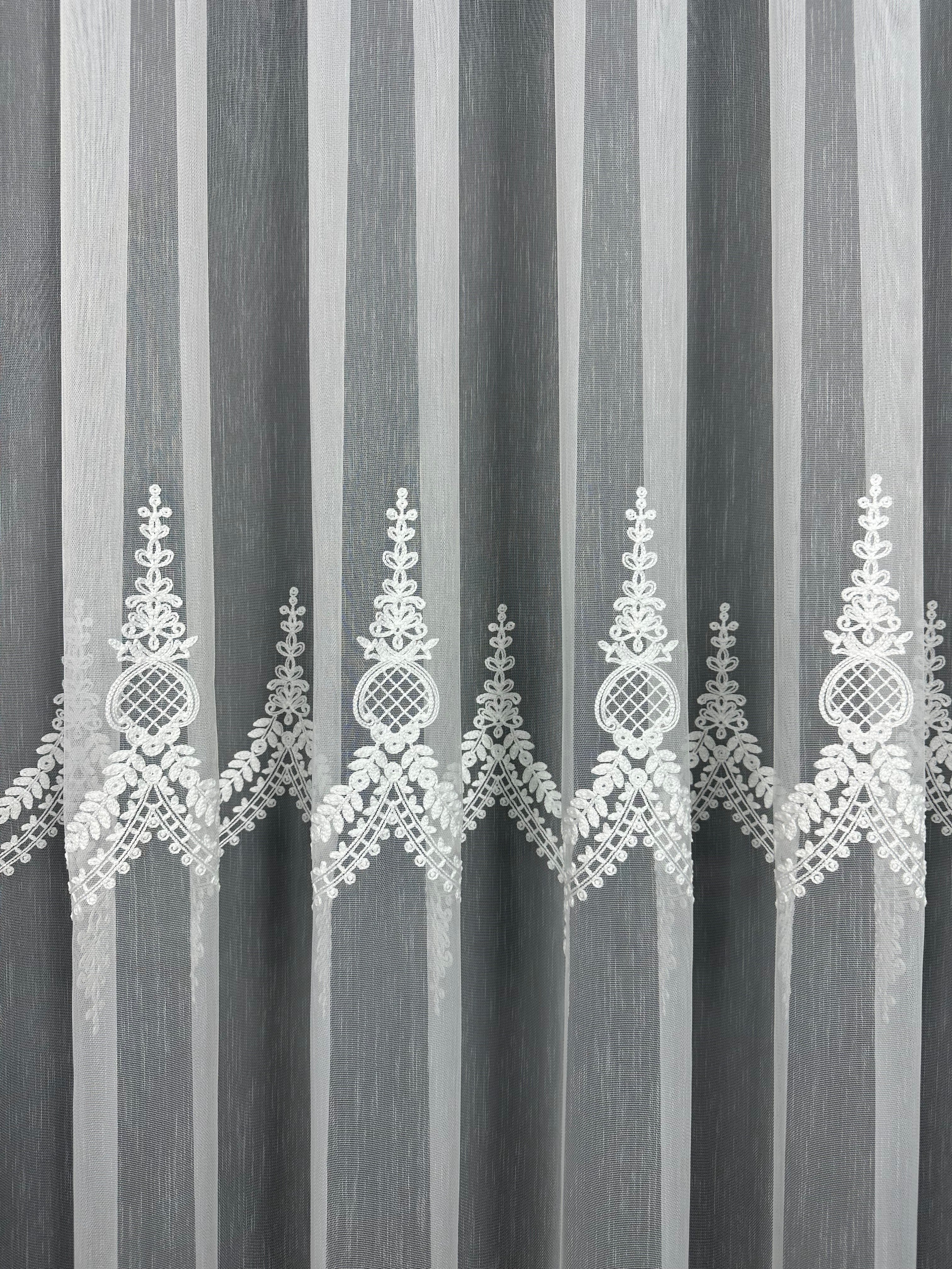 Sheer curtain with beautiful embroidery, milk color