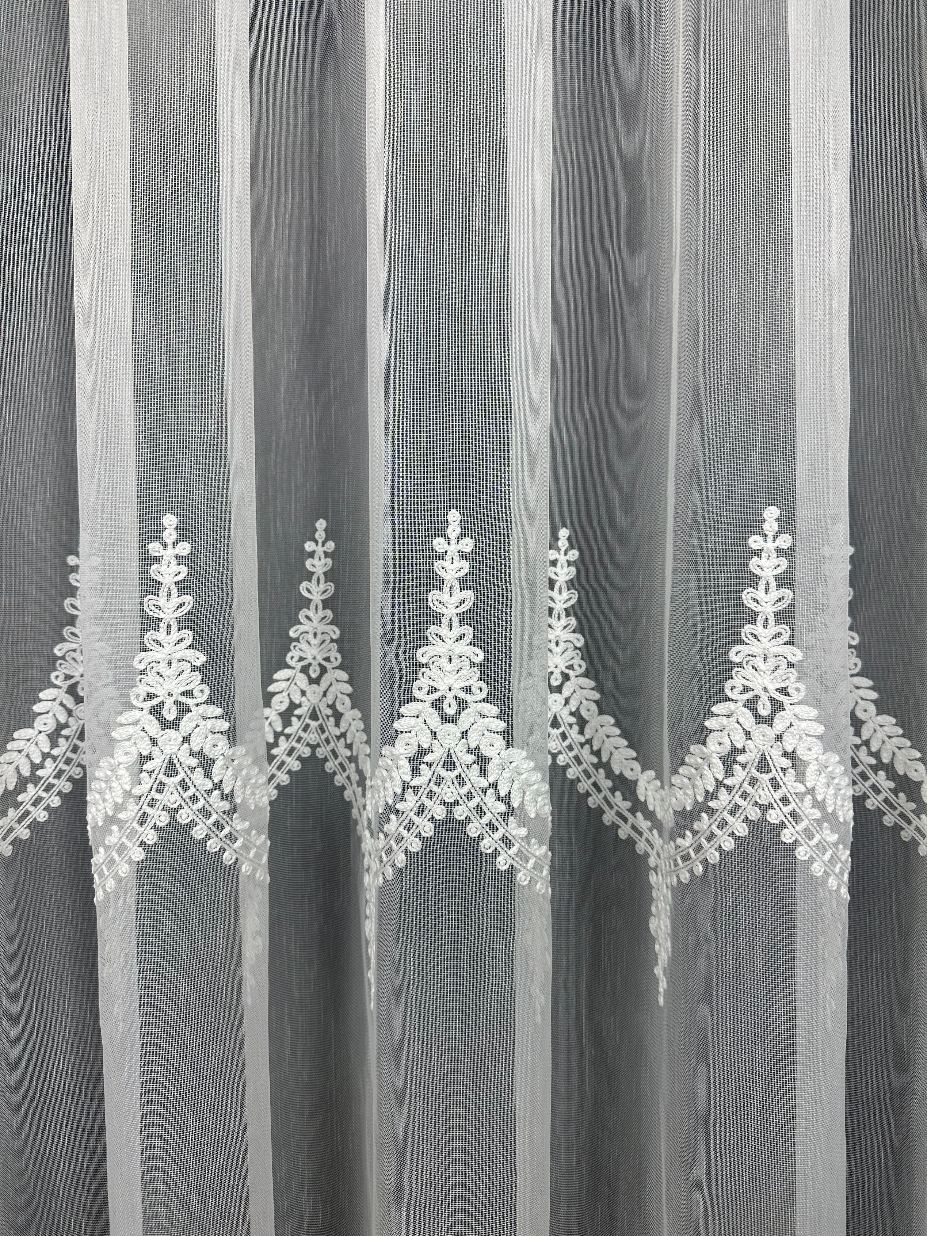 Sheer curtain with beautiful embroidery, milk color