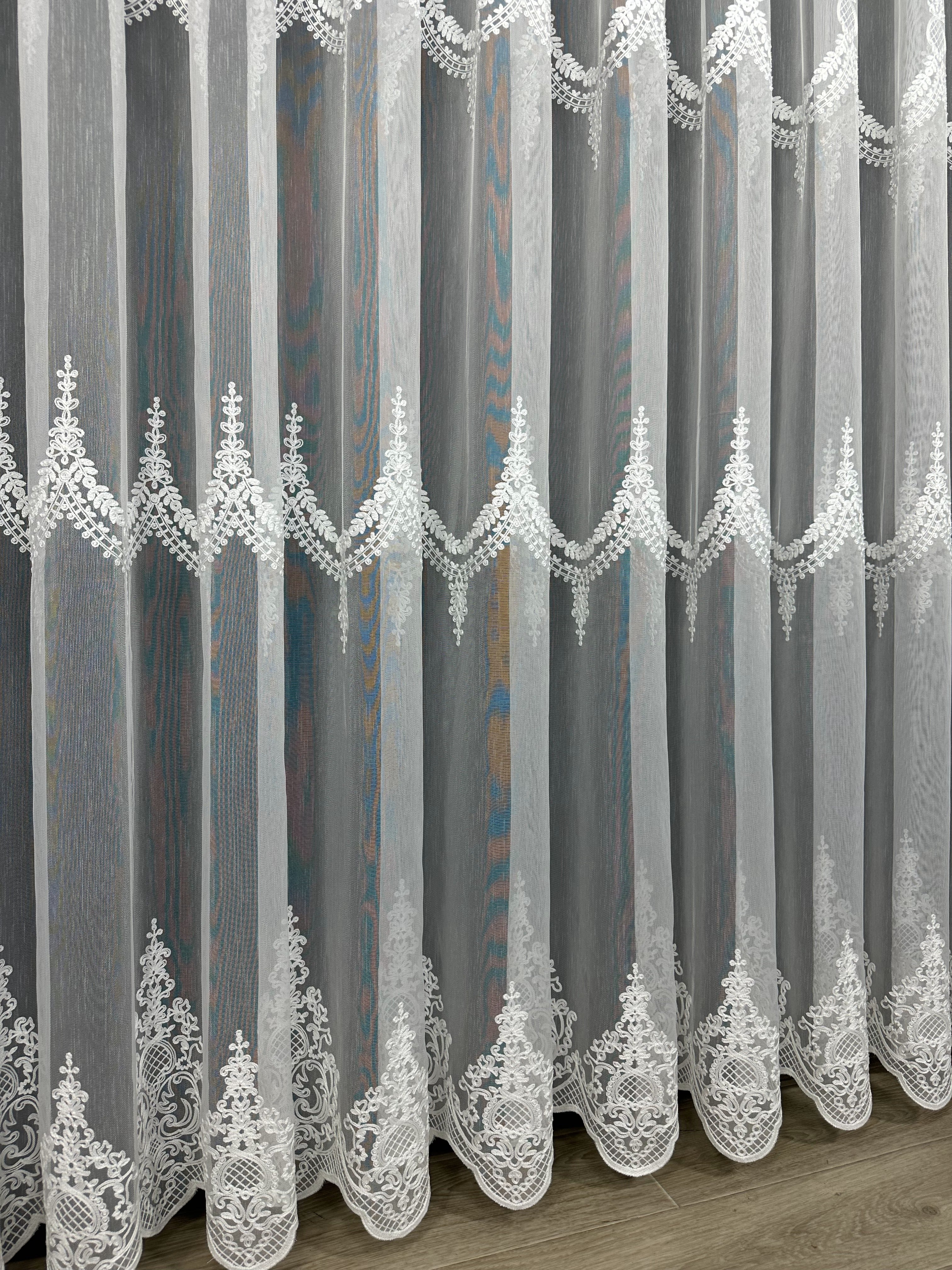 Sheer curtain with beautiful embroidery, milk color