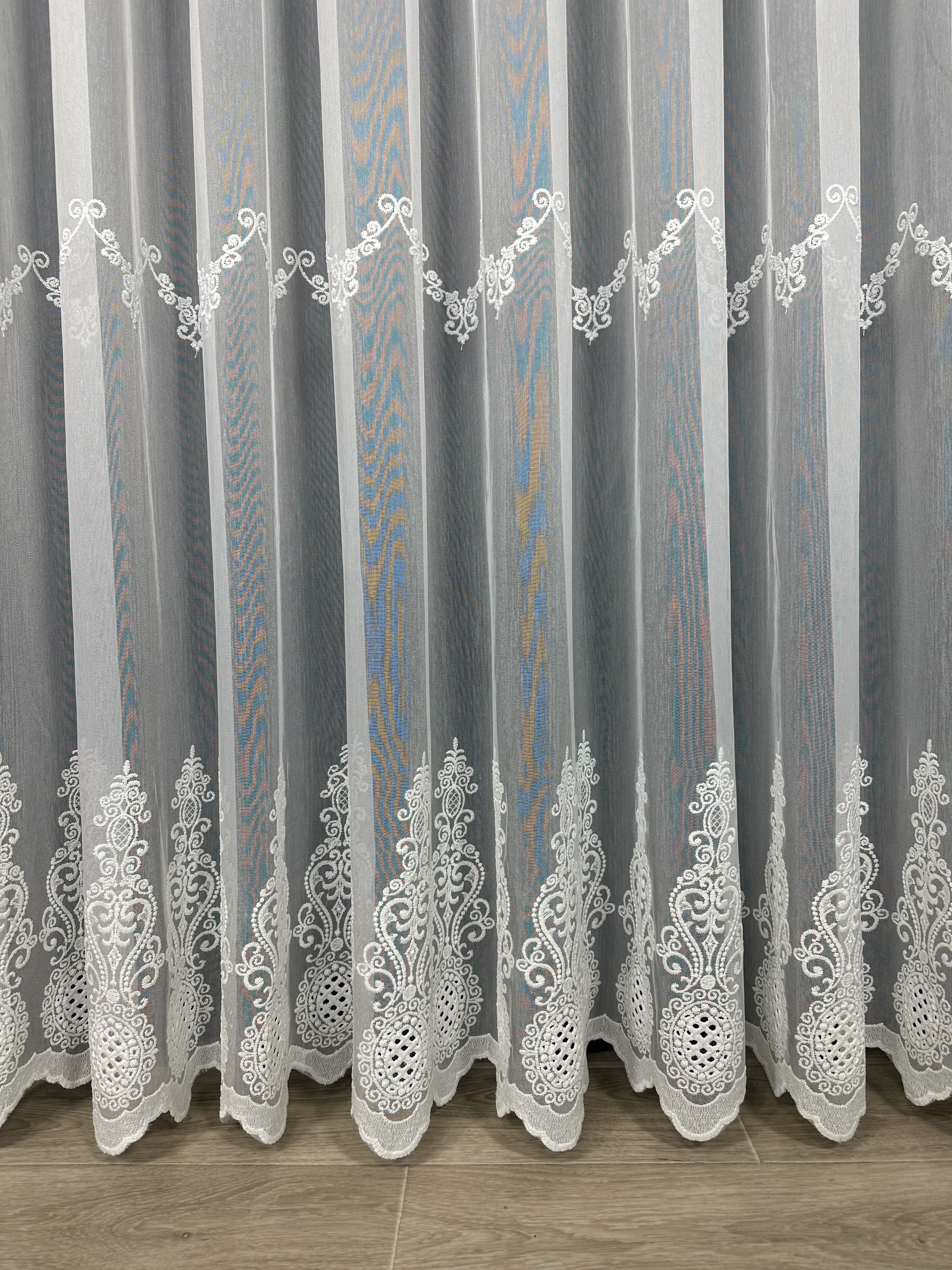 Sheer curtain with beautiful embroidery, milk color