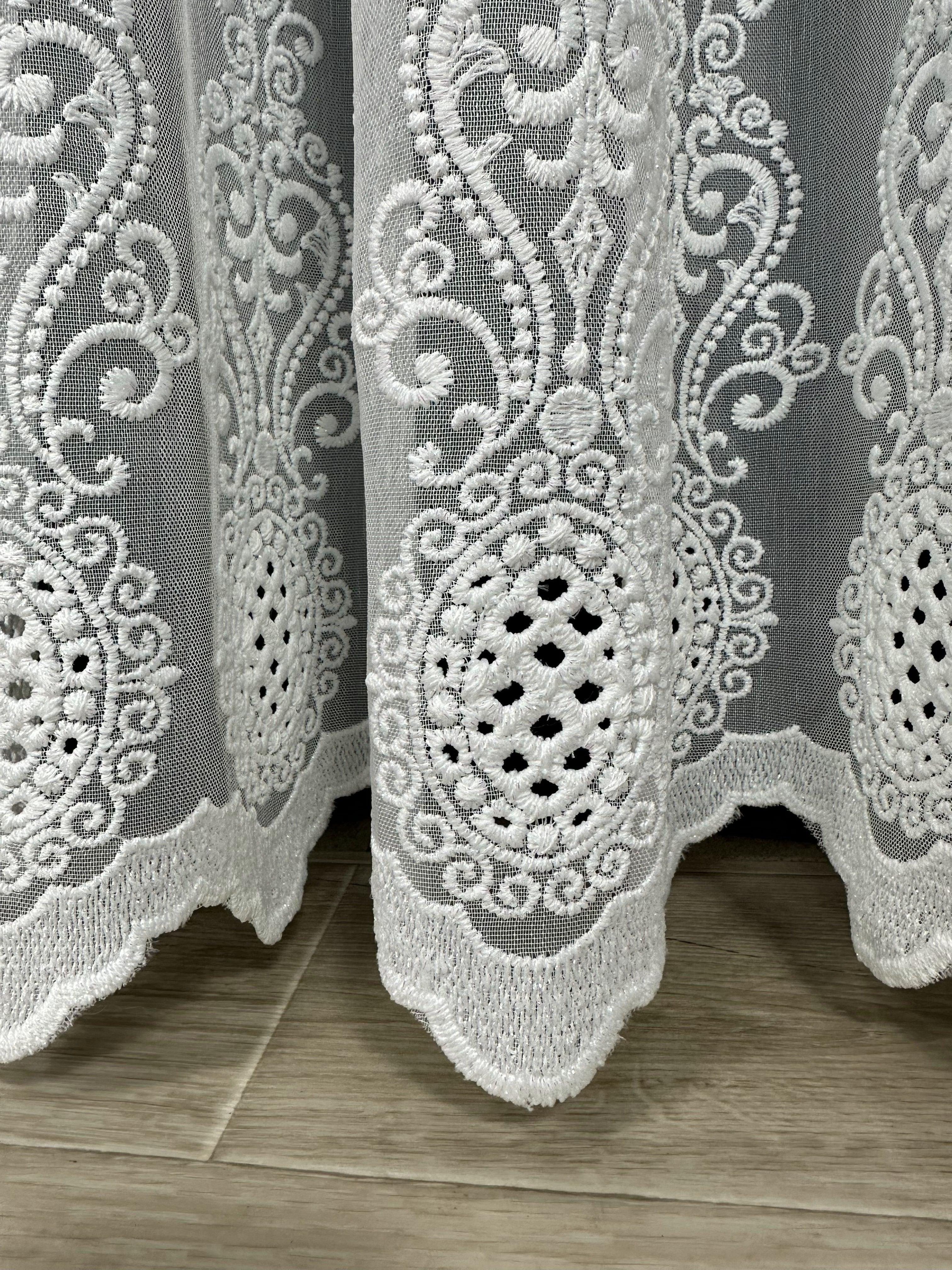 Sheer curtain with beautiful embroidery, milk color