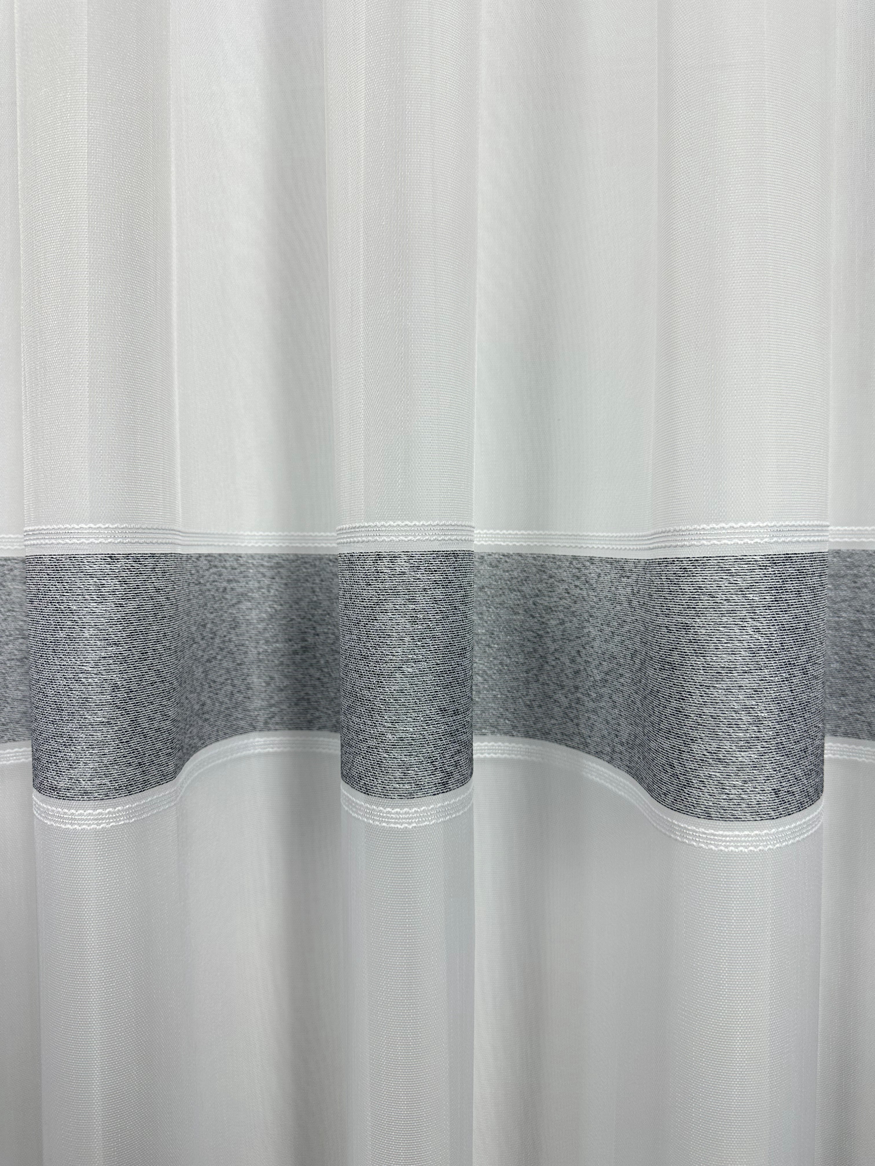 Sheer curtain with stripes, dark gray color