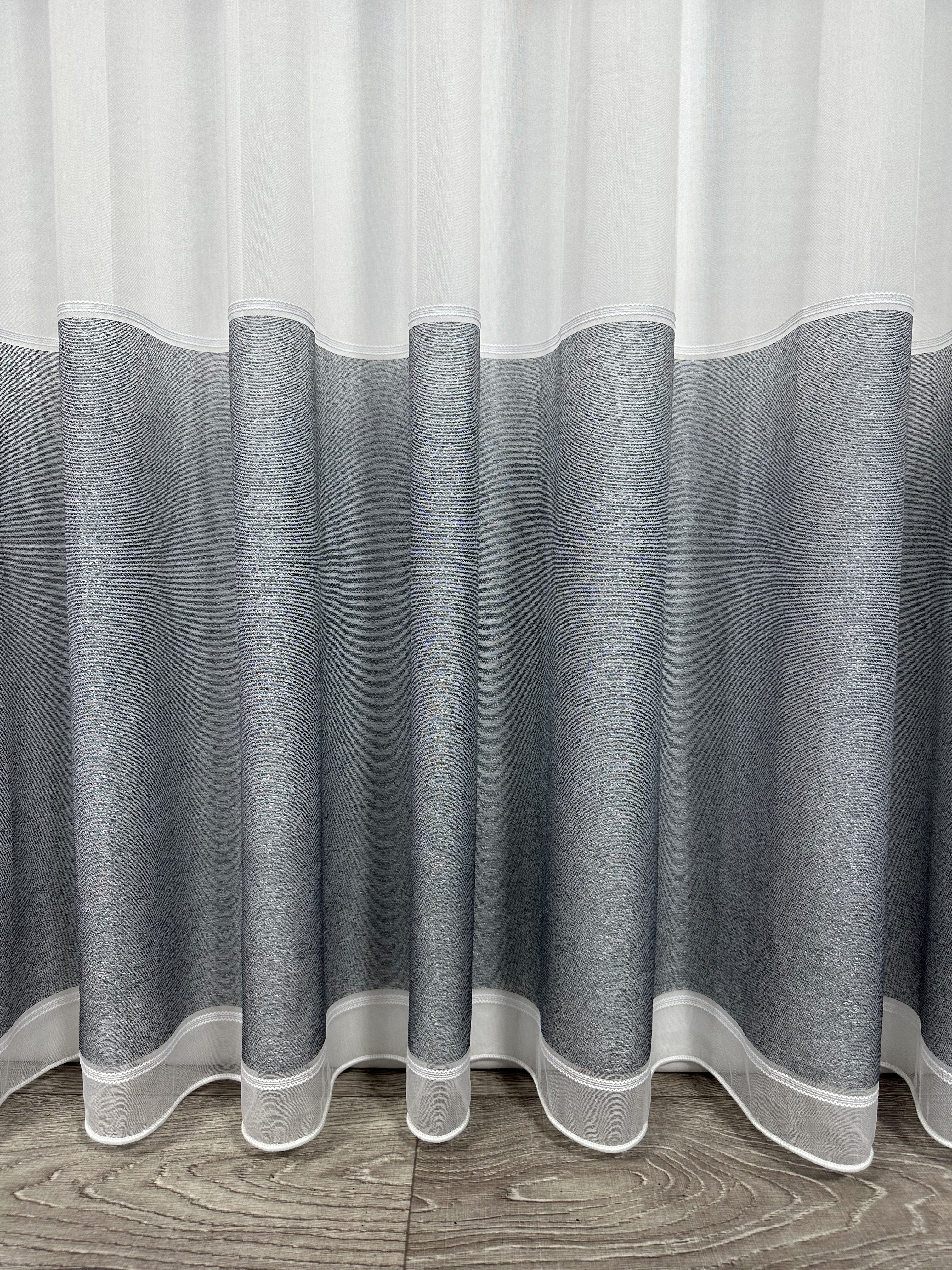 Sheer curtain with stripes, dark gray color