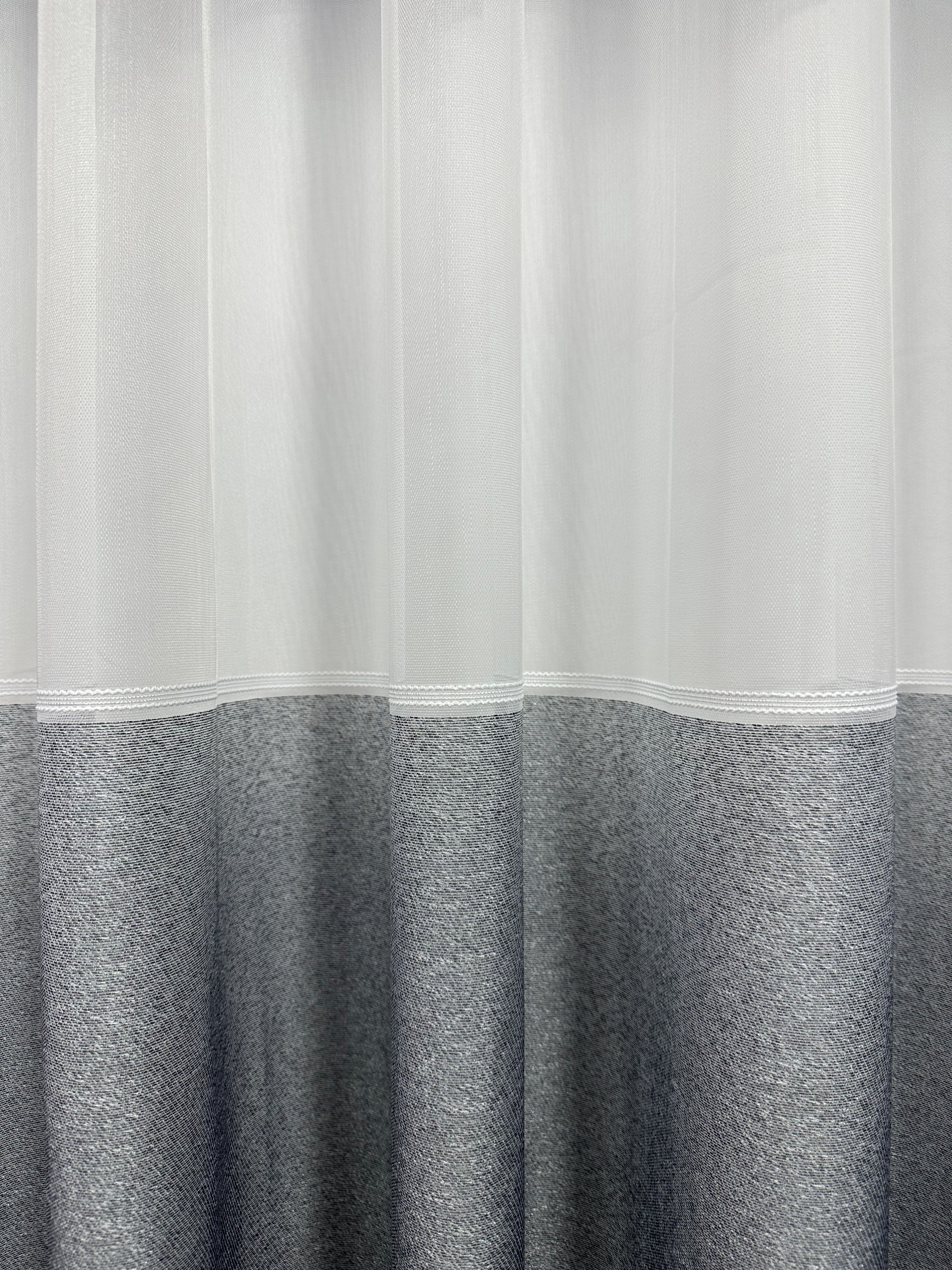 Sheer curtain with stripes, dark gray color