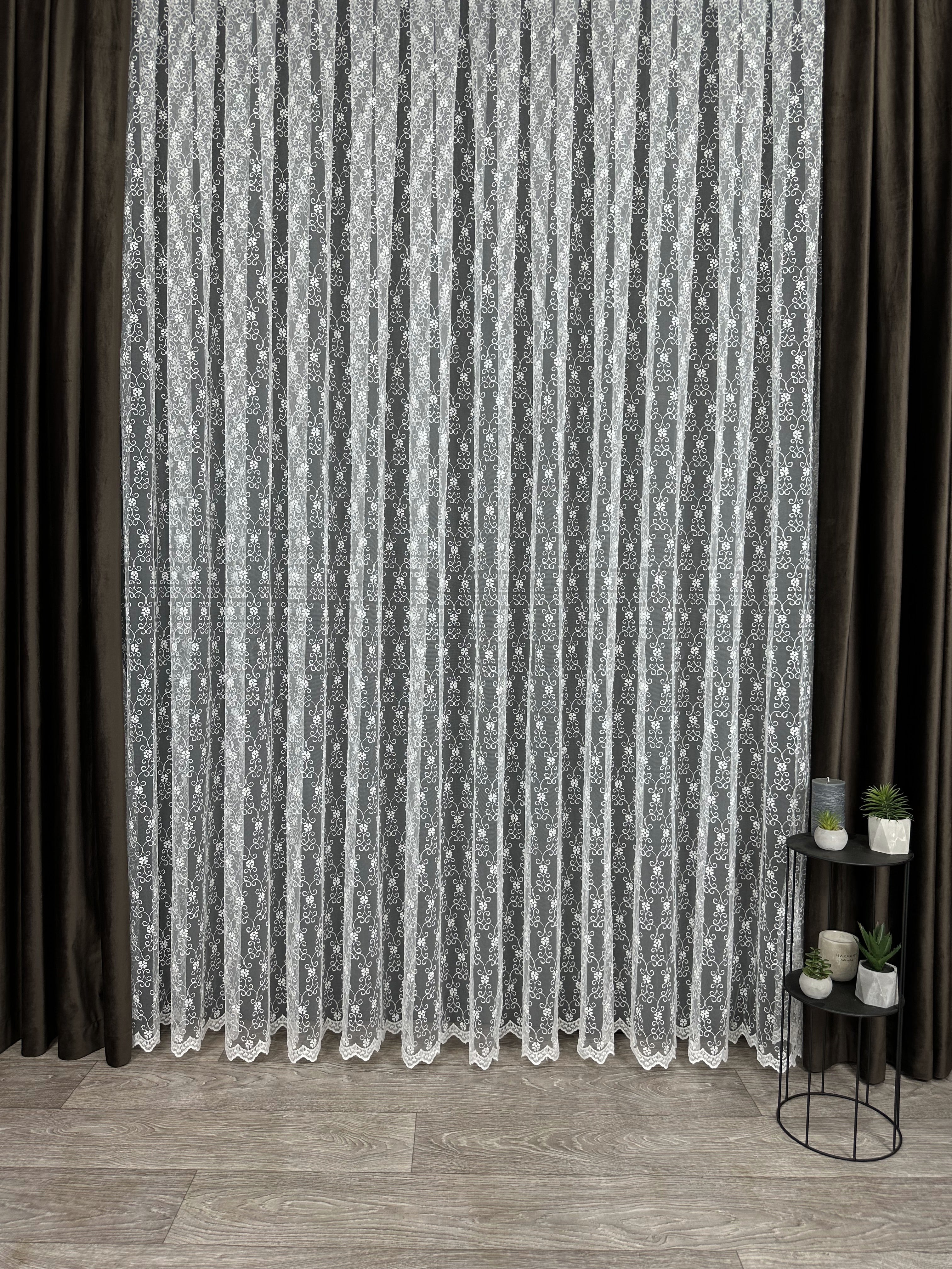 Sheer curtain with beautiful embroidery, milk color