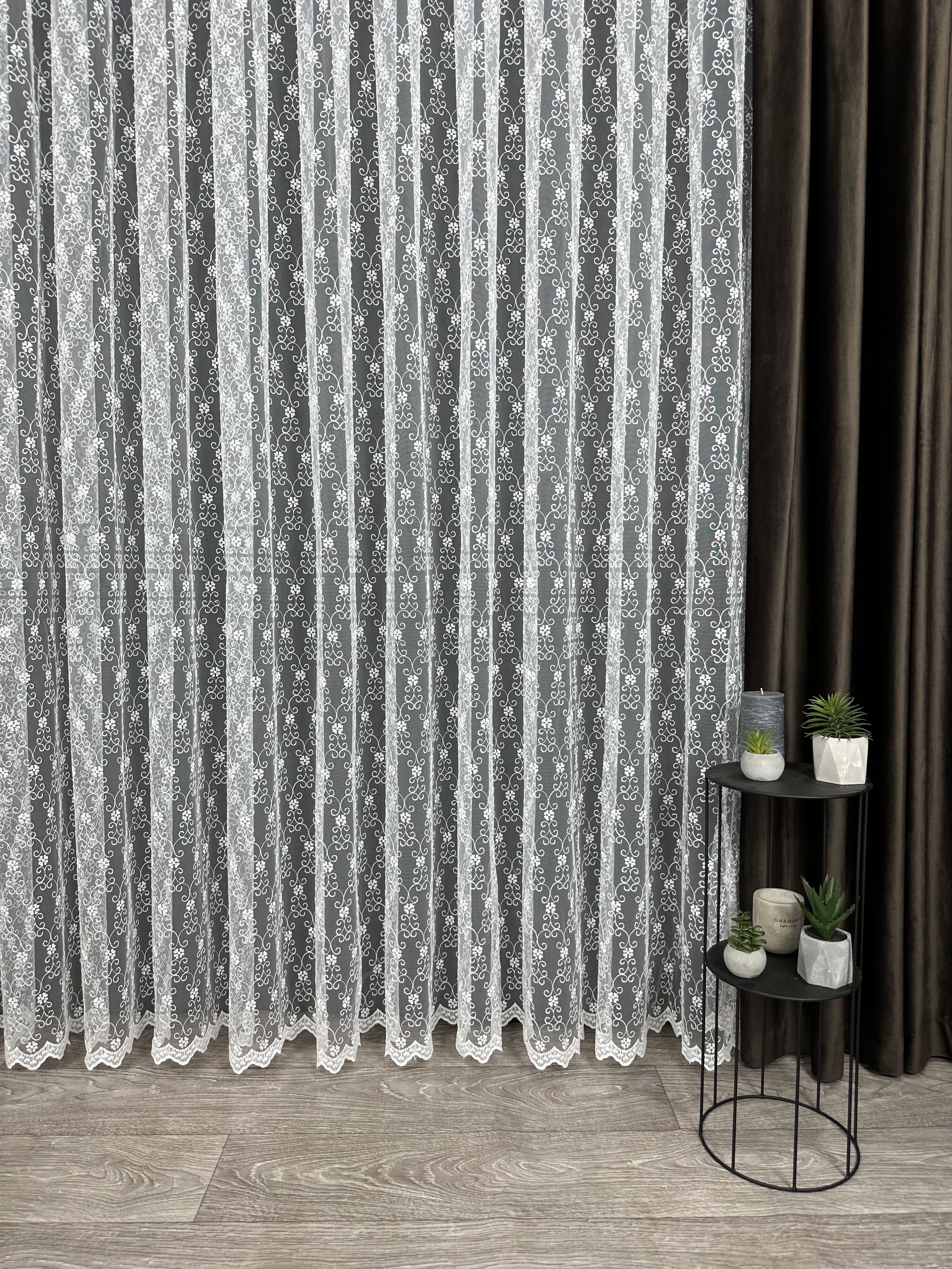 Sheer curtain with beautiful embroidery, milk color