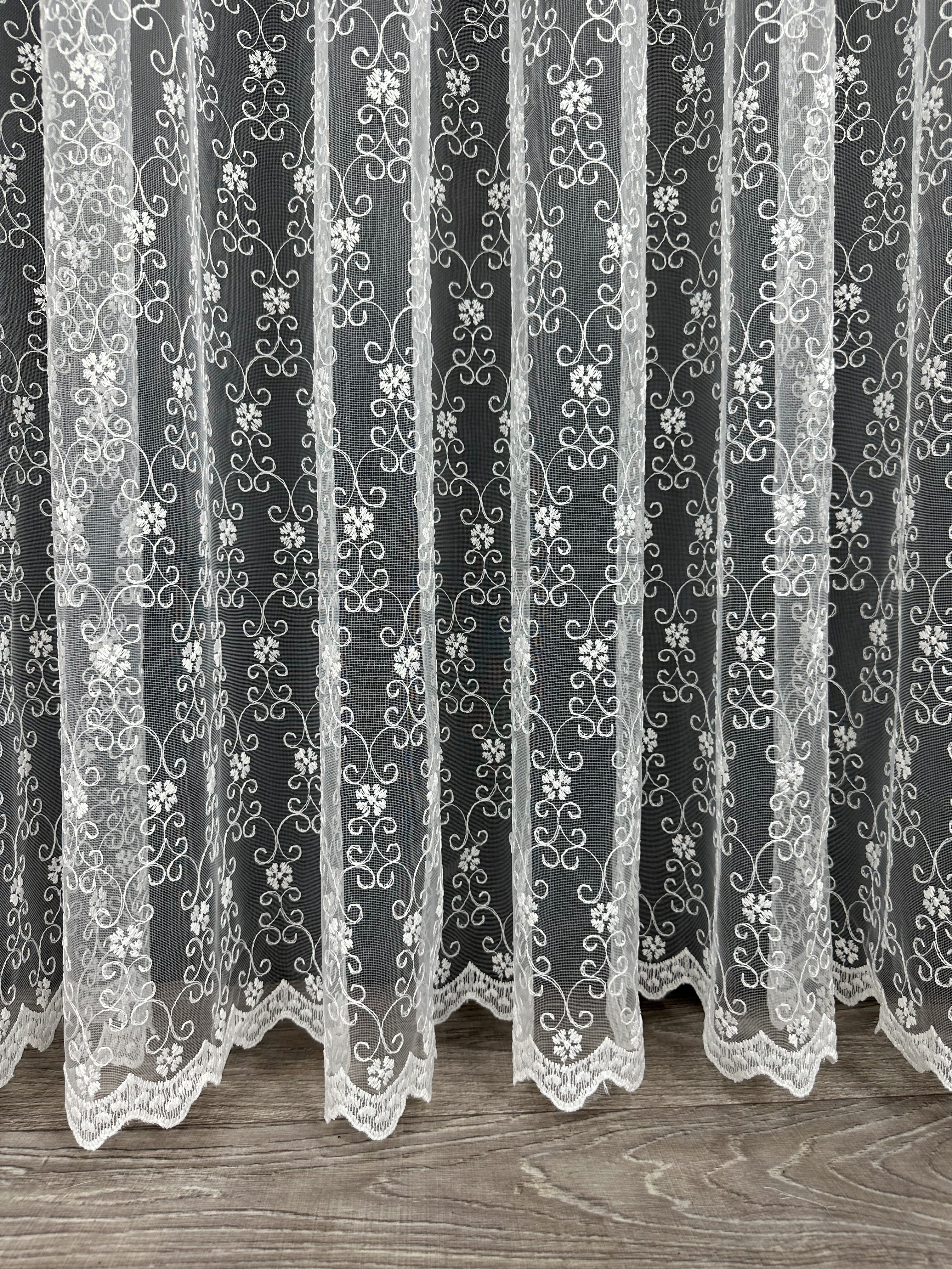 Sheer curtain with beautiful embroidery, milk color