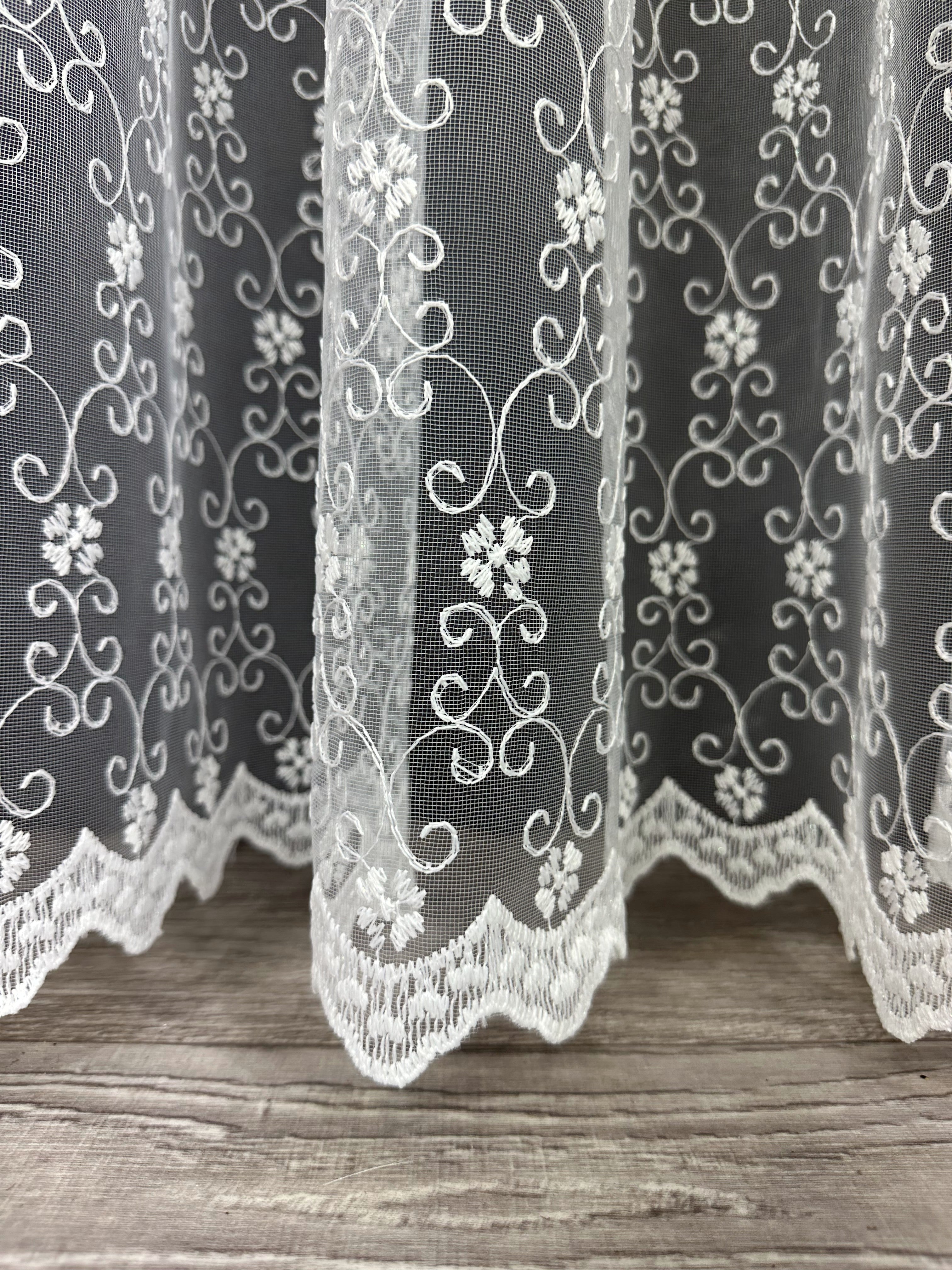 Sheer curtain with beautiful embroidery, milk color