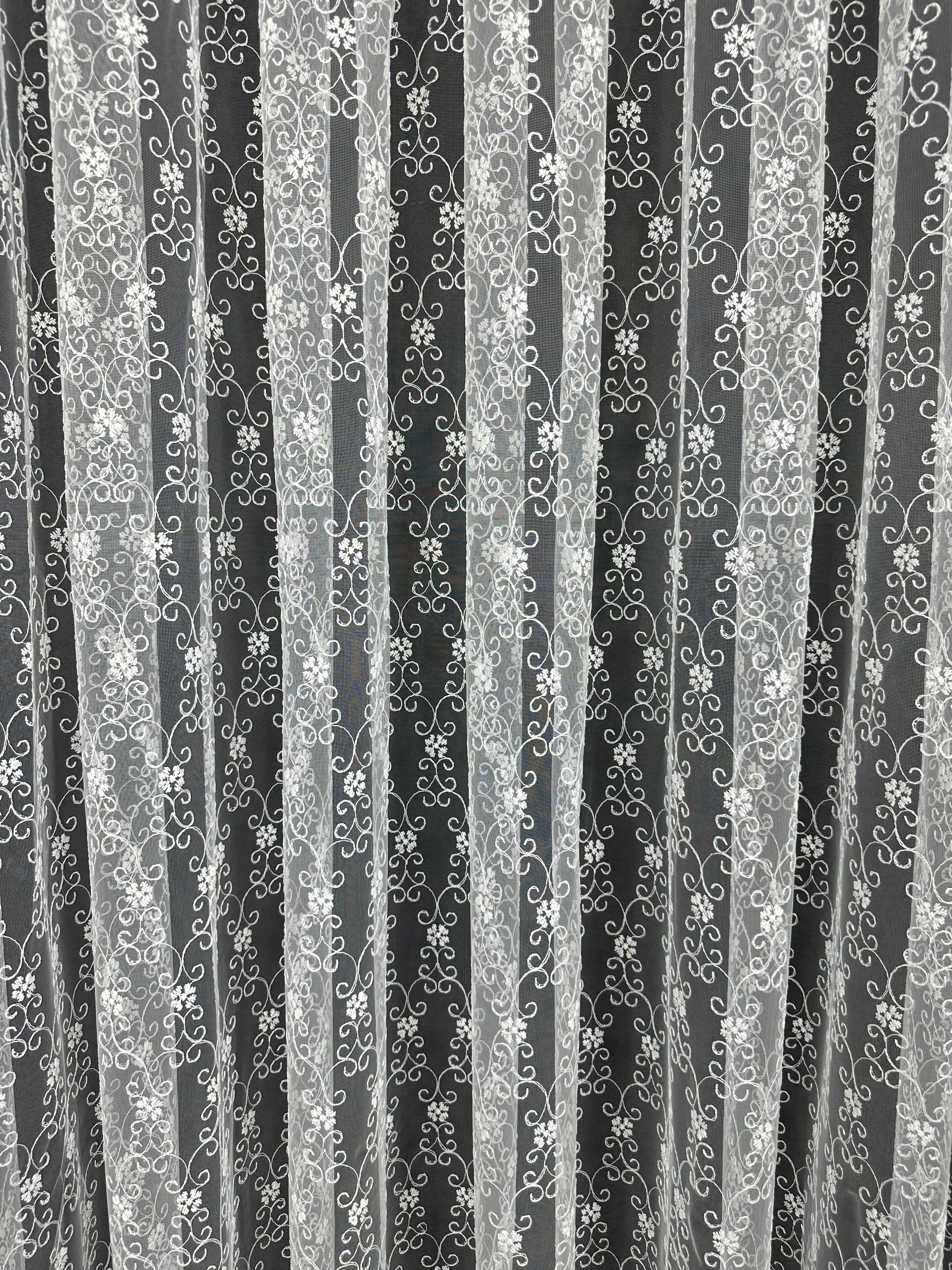 Sheer curtain with beautiful embroidery, milk color