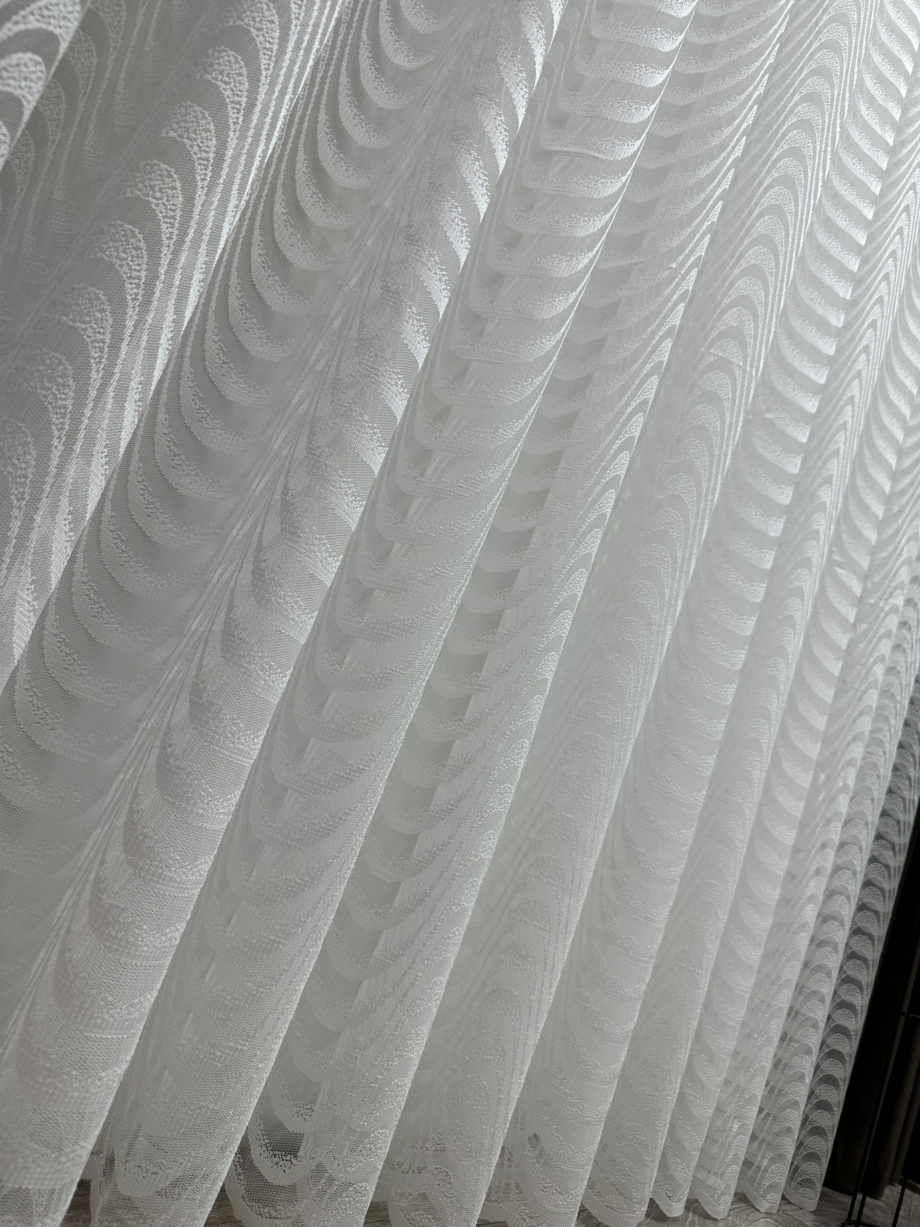 Sheer embroidered curtain “Wave”, milk color