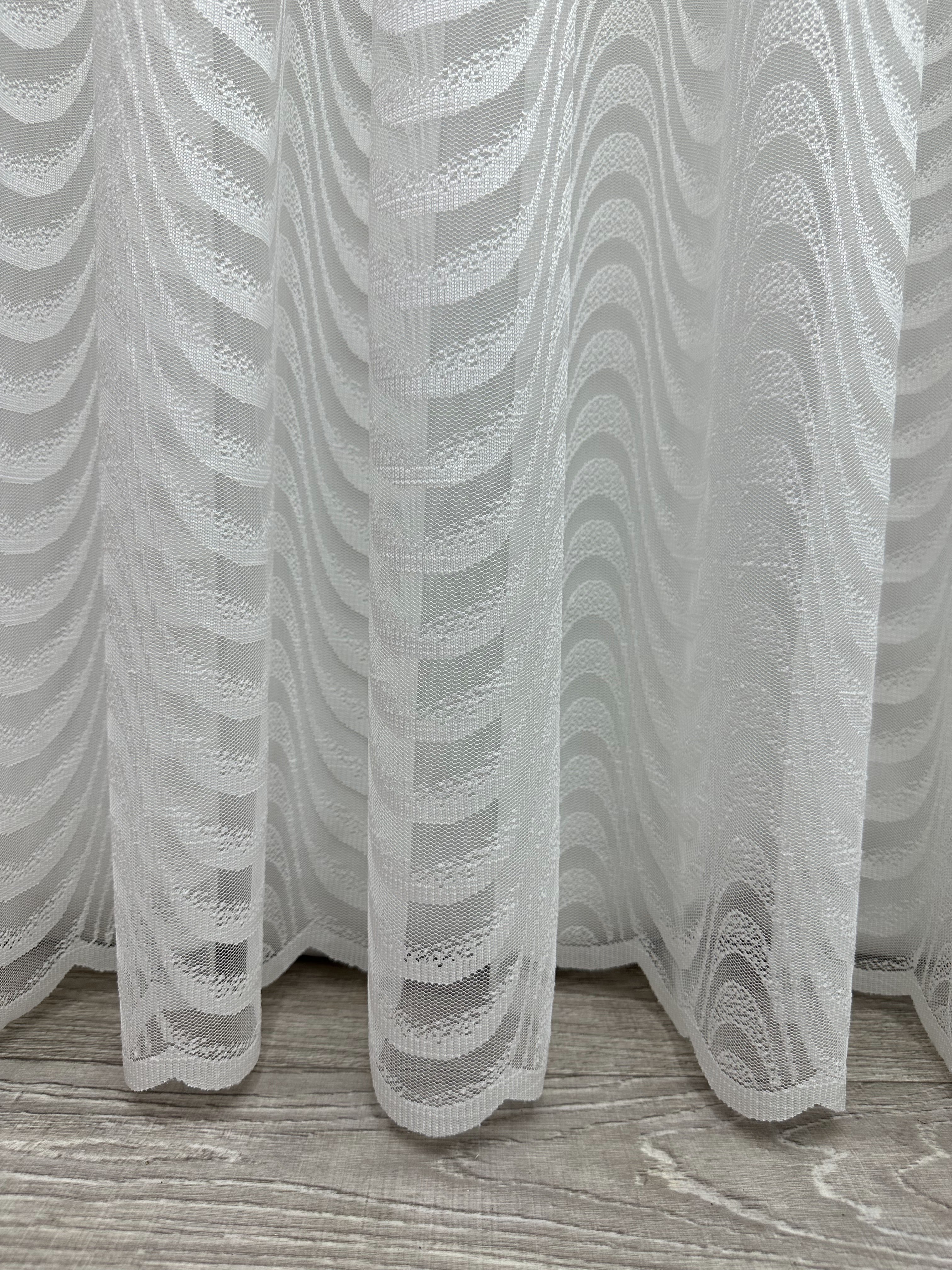 Sheer embroidered curtain “Wave”, milk color