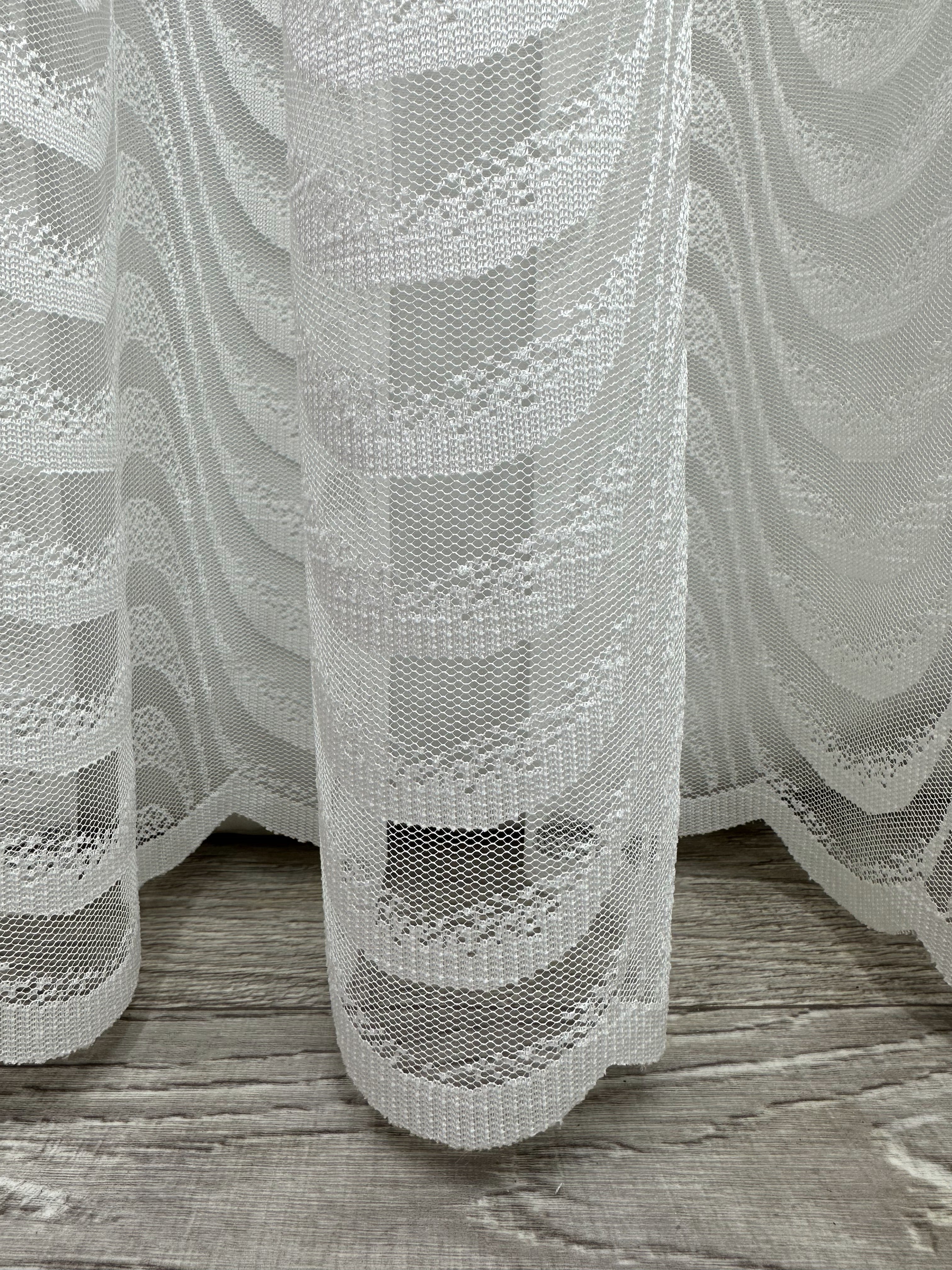 Sheer embroidered curtain “Wave”, milk color