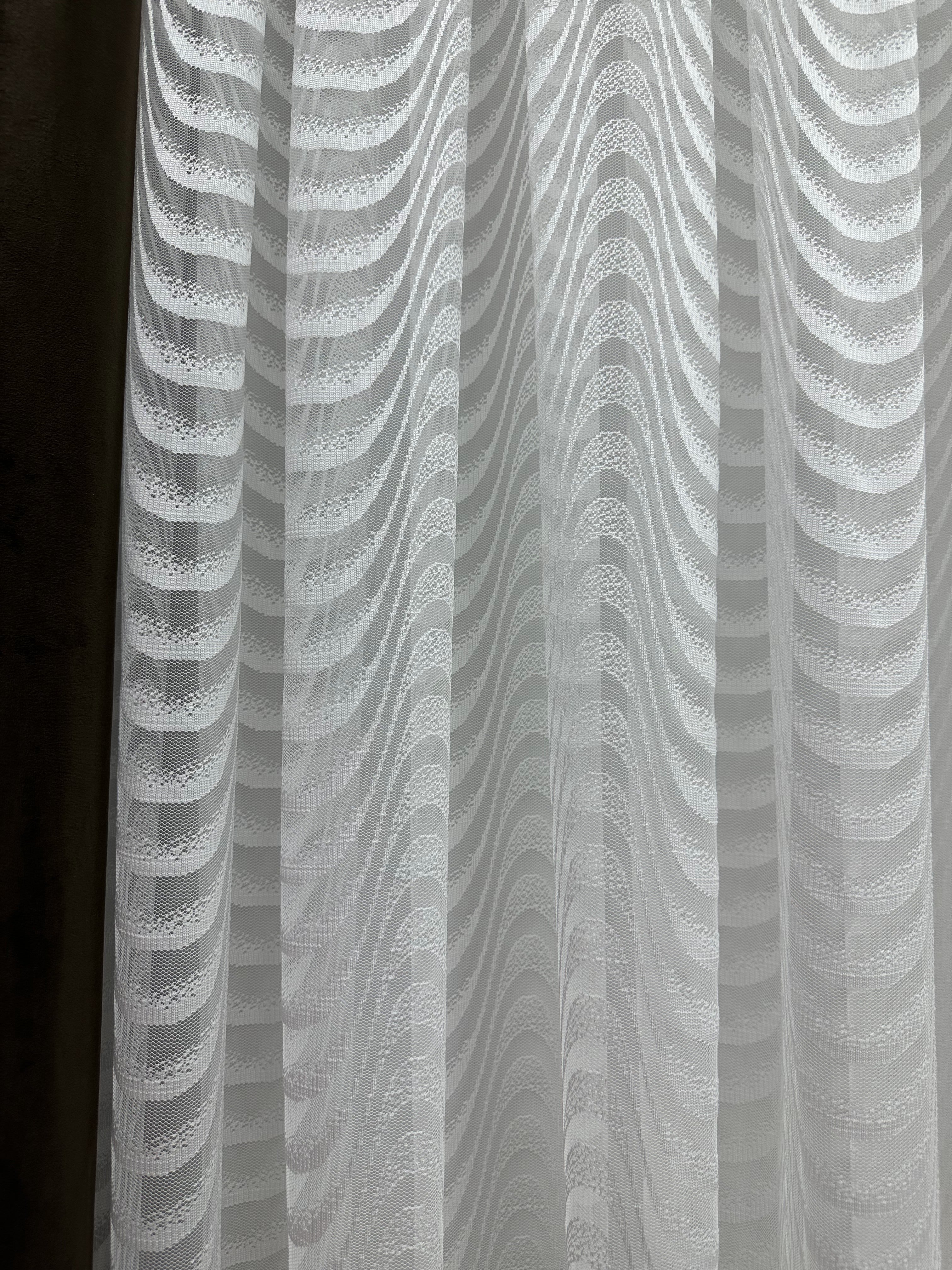 Sheer embroidered curtain “Wave”, milk color