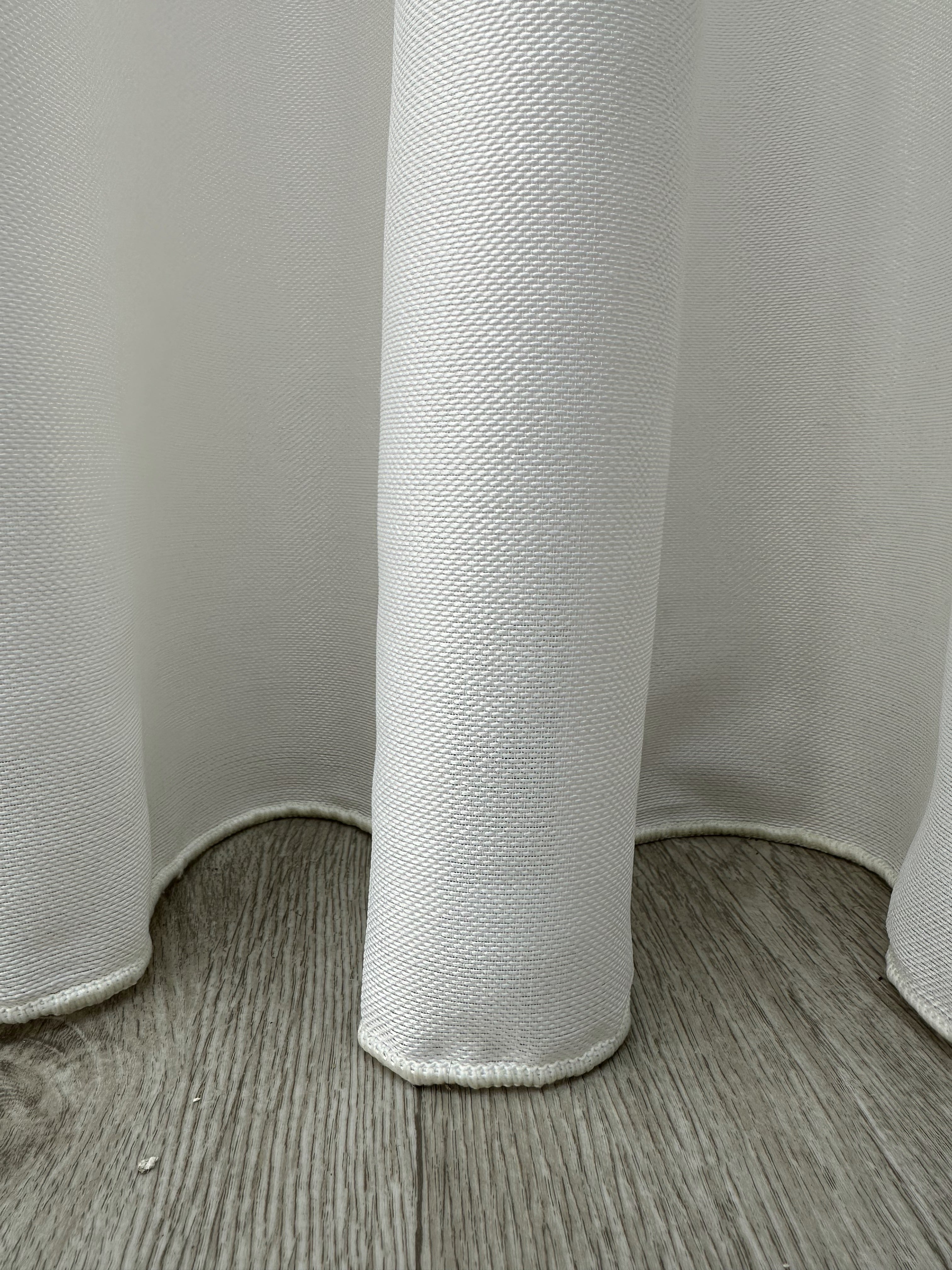 Sheer curtain with stripes and satin inserts, milk color