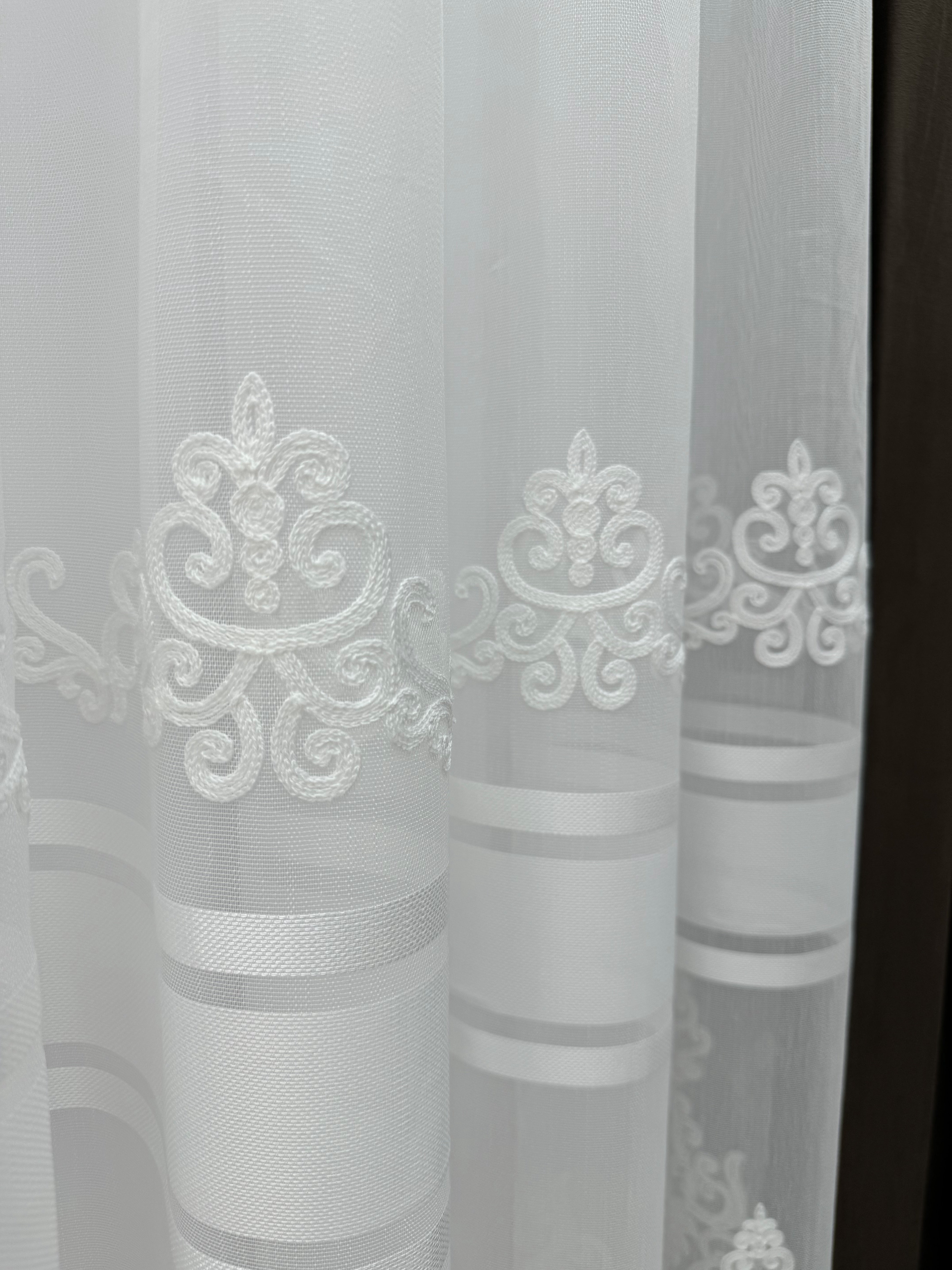 Sheer curtain with beautiful embroidery, milk color