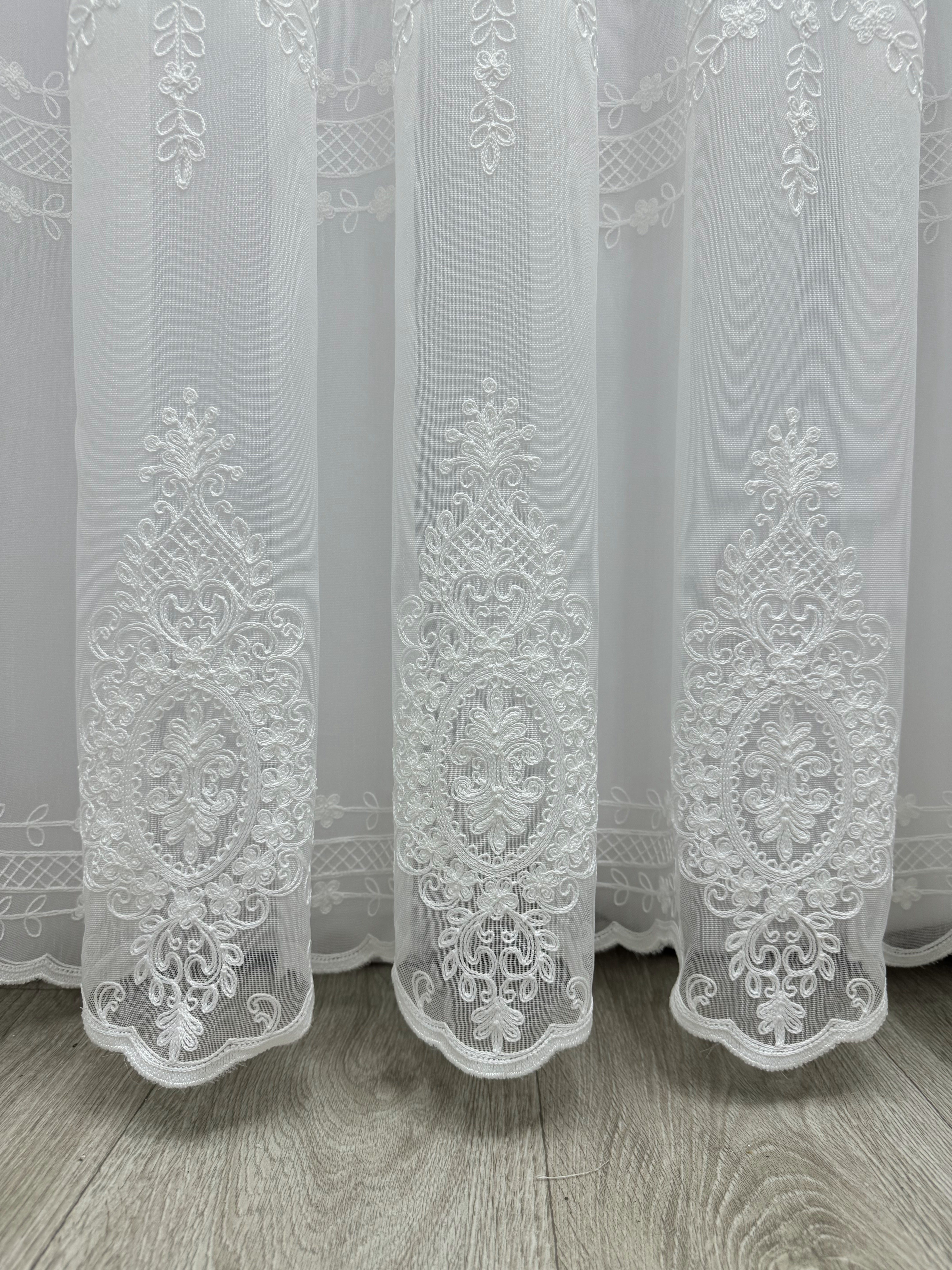 Sheer curtain with beautiful embroidery, milk color