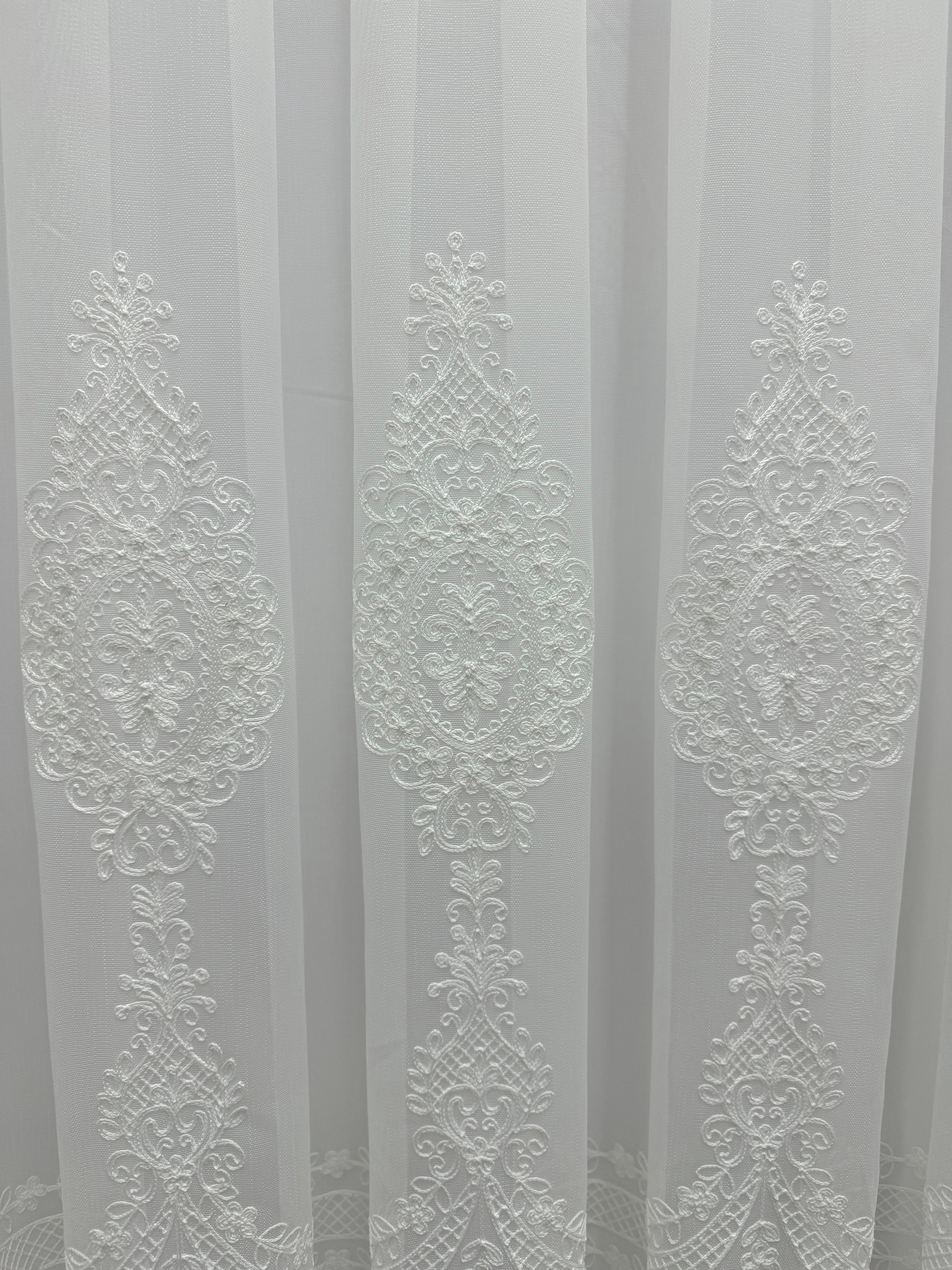 Sheer curtain with beautiful embroidery, milk color