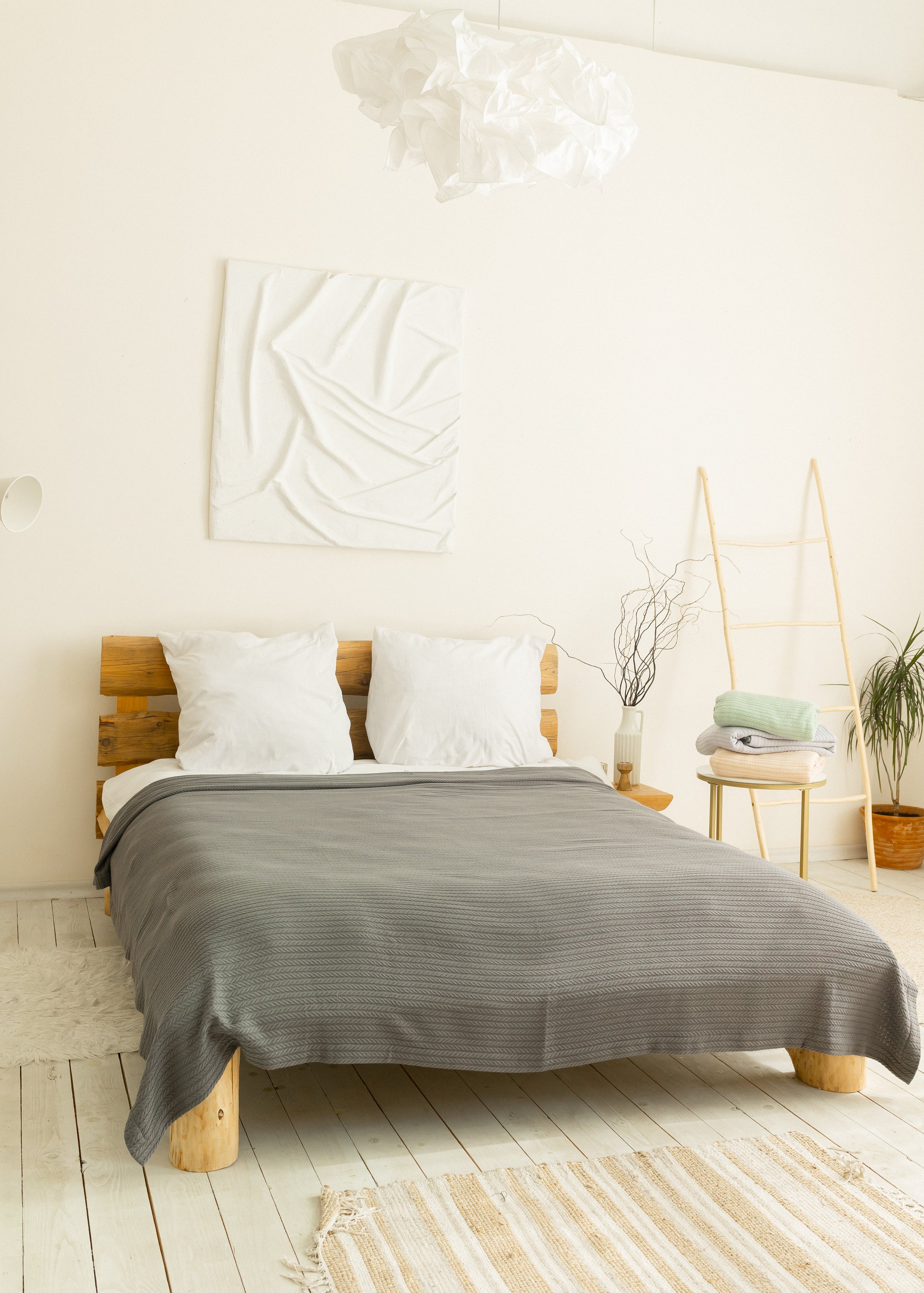 Bedspread "Braid", 100% cotton, graphite color