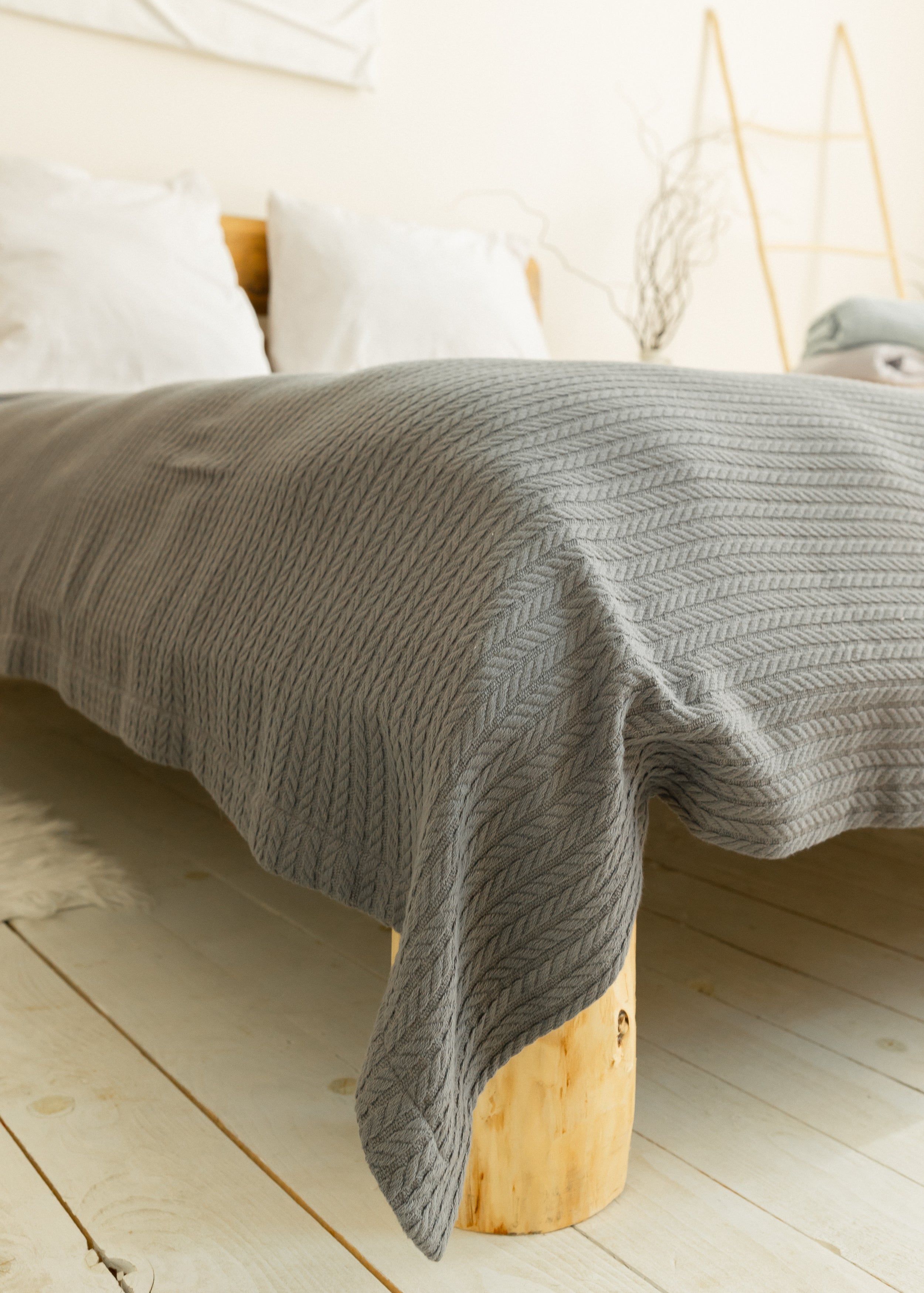 Bedspread "Braid", 100% cotton, graphite color