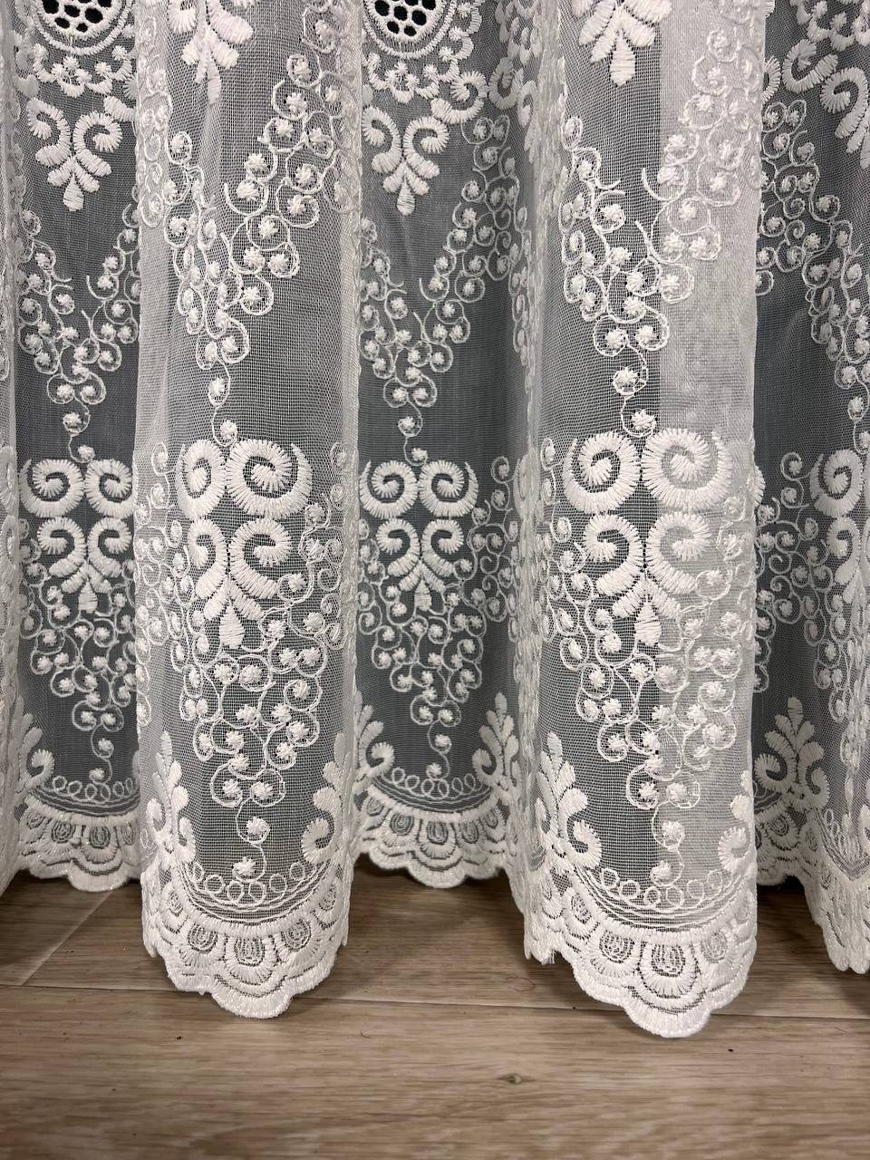 Sheer curtain with beautiful embroidery, milk color