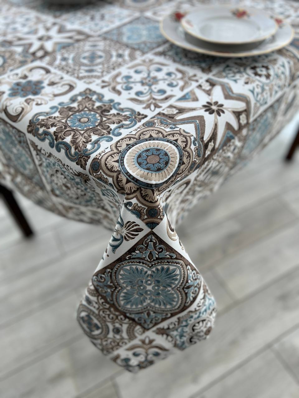 Linen waterproof tablecloth with Teflon, Geometry collection,  luxury quality (custom or standard size)