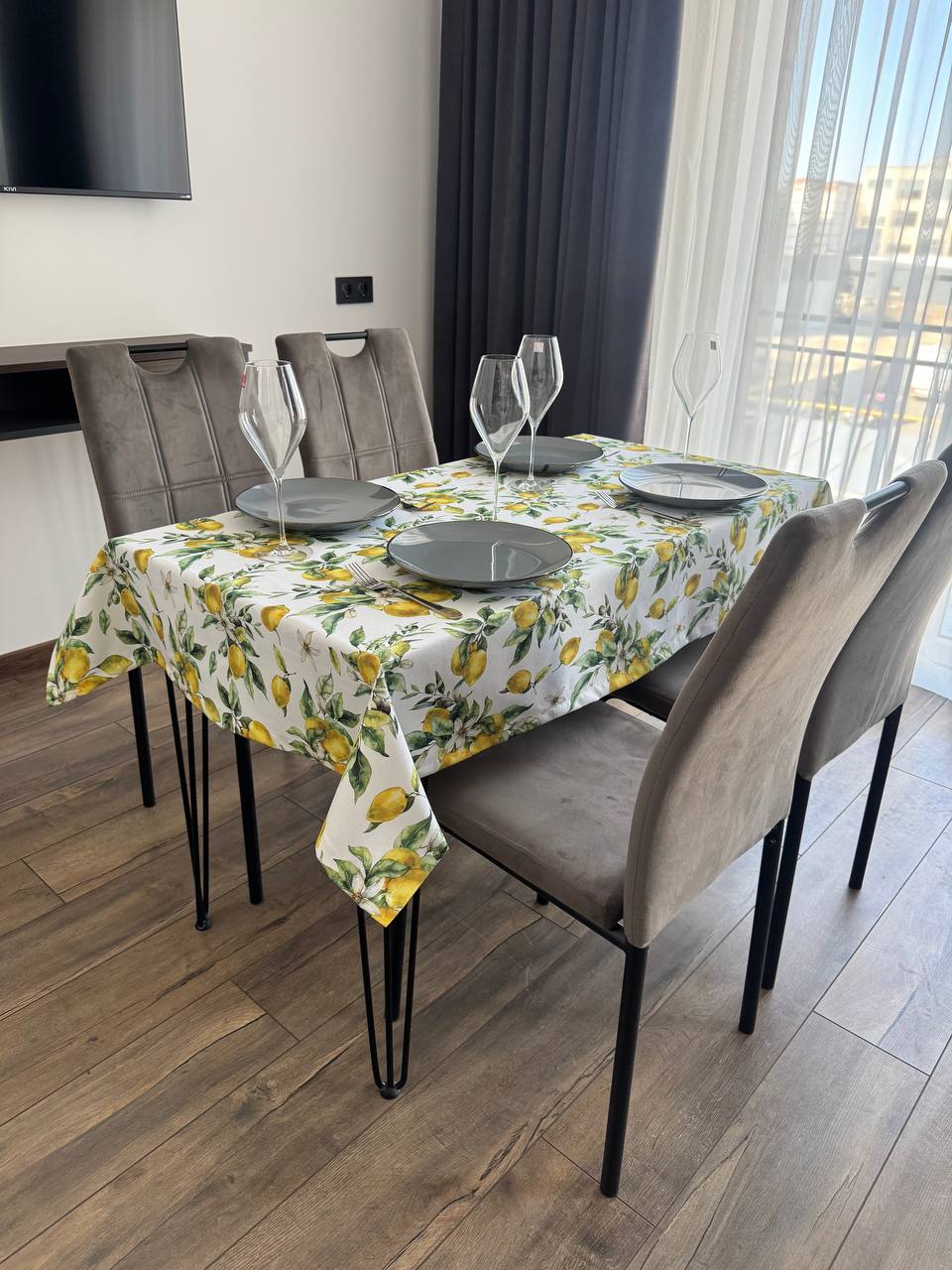 Linen waterproof tablecloth with Teflon, Geometry collection,  luxury quality (custom or standard size)