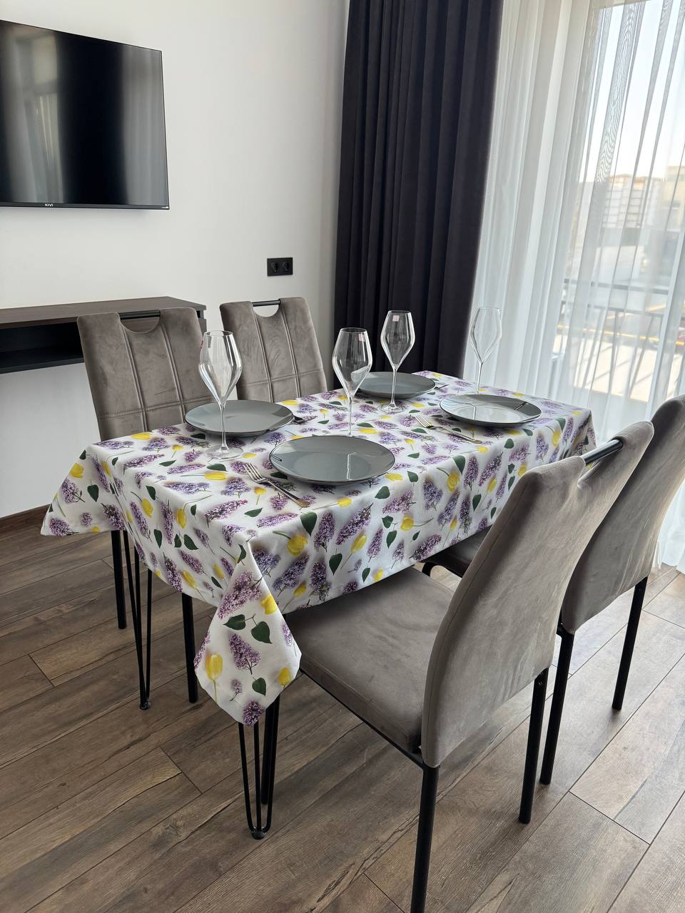 Linen waterproof tablecloth with Teflon, Geometry collection,  luxury quality (custom or standard size)