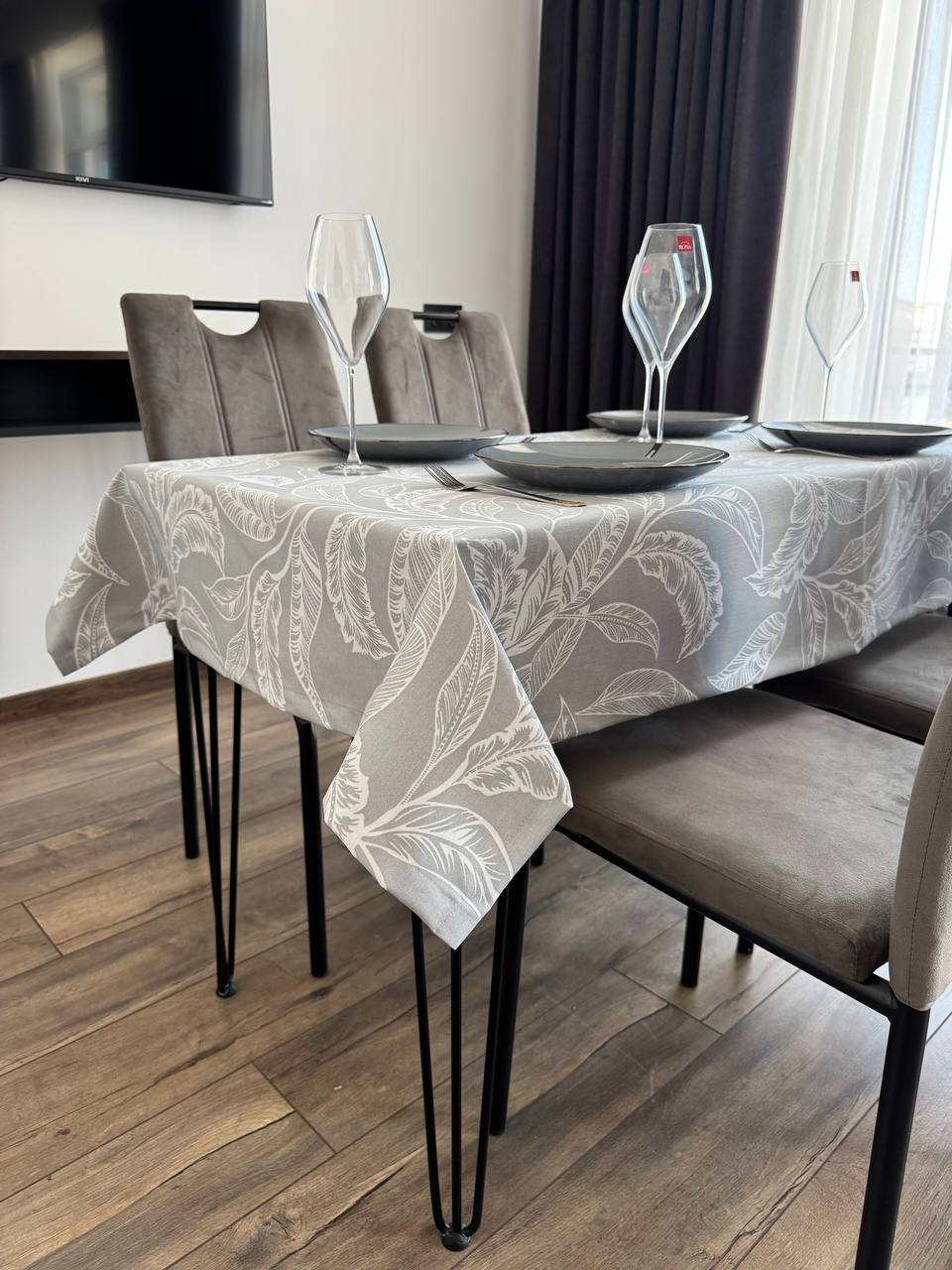 Linen waterproof tablecloth with Teflon, Geometry collection,  luxury quality (custom or standard size)