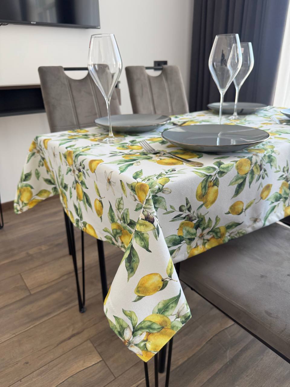Linen waterproof tablecloth with Teflon, Geometry collection,  luxury quality (custom or standard size)
