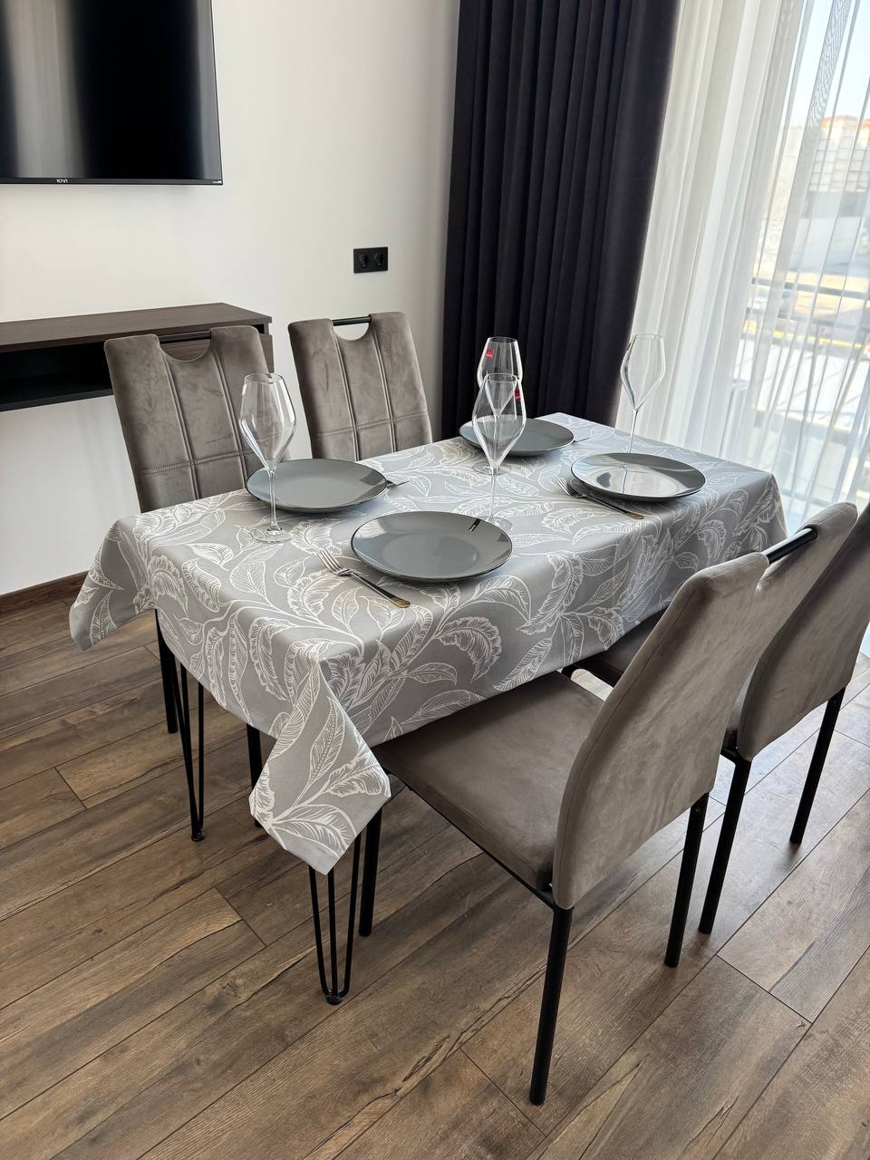 Linen waterproof tablecloth with Teflon, Geometry collection,  luxury quality (custom or standard size)