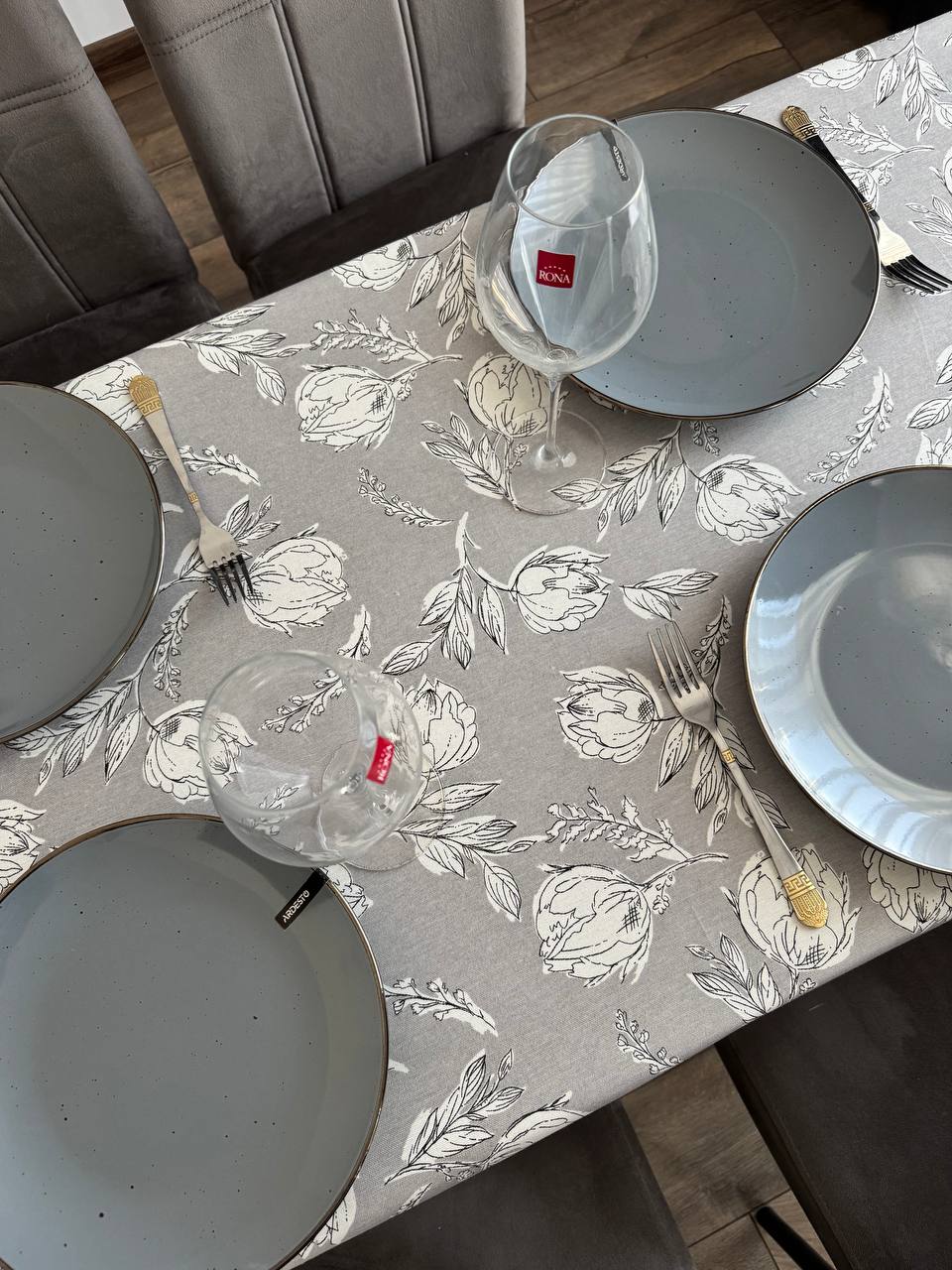 Linen waterproof tablecloth with Teflon, Geometry collection,  luxury quality (custom or standard size)