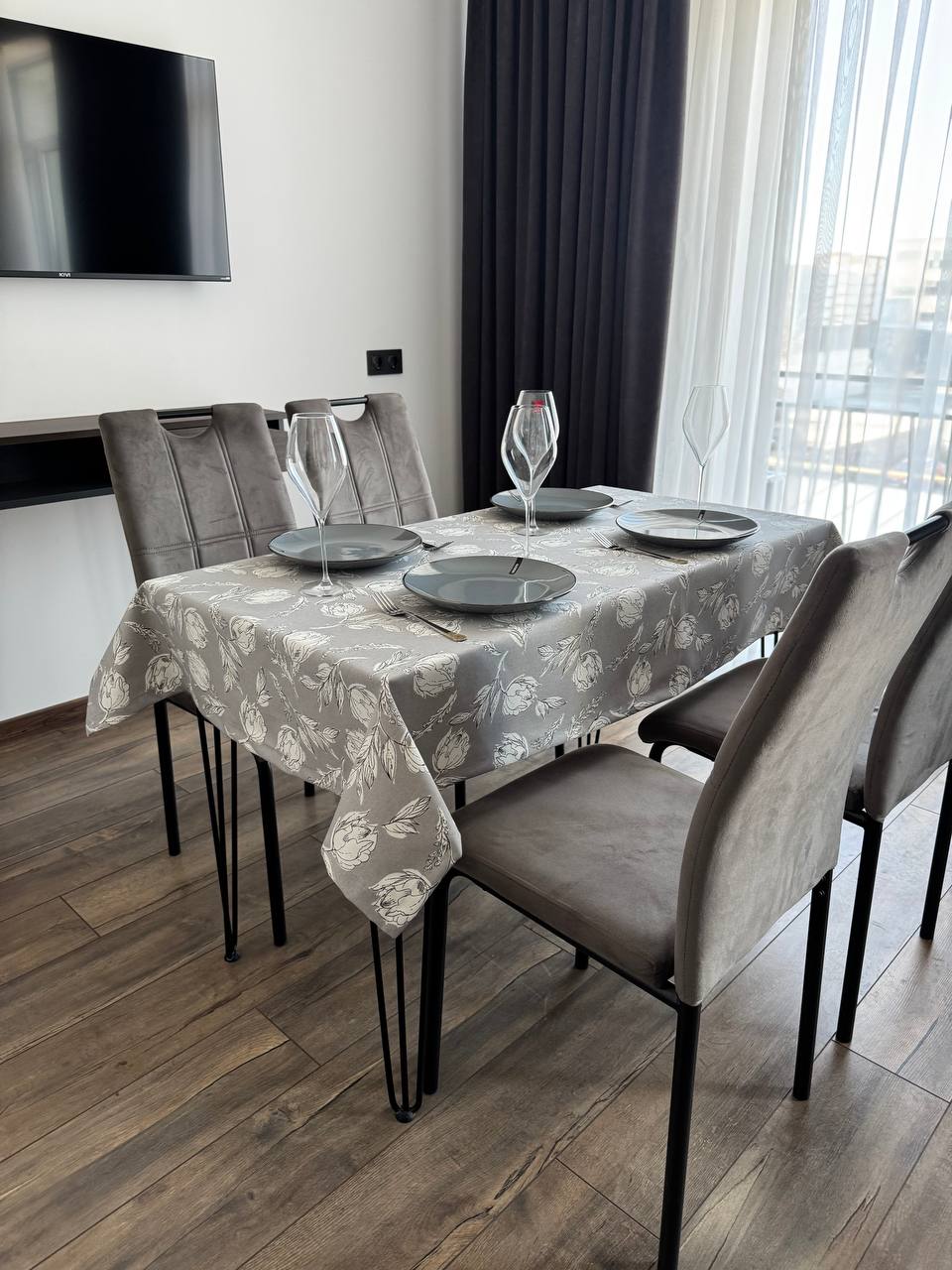 Linen waterproof tablecloth with Teflon, Geometry collection,  luxury quality (custom or standard size)