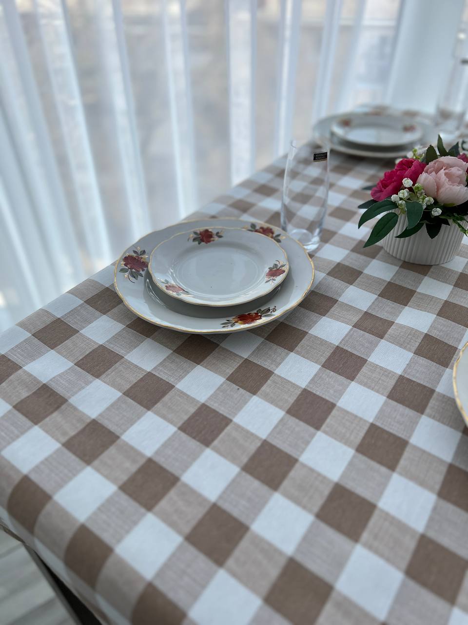 Linen waterproof tablecloth with Teflon, Geometry collection,  luxury quality (custom or standard size)