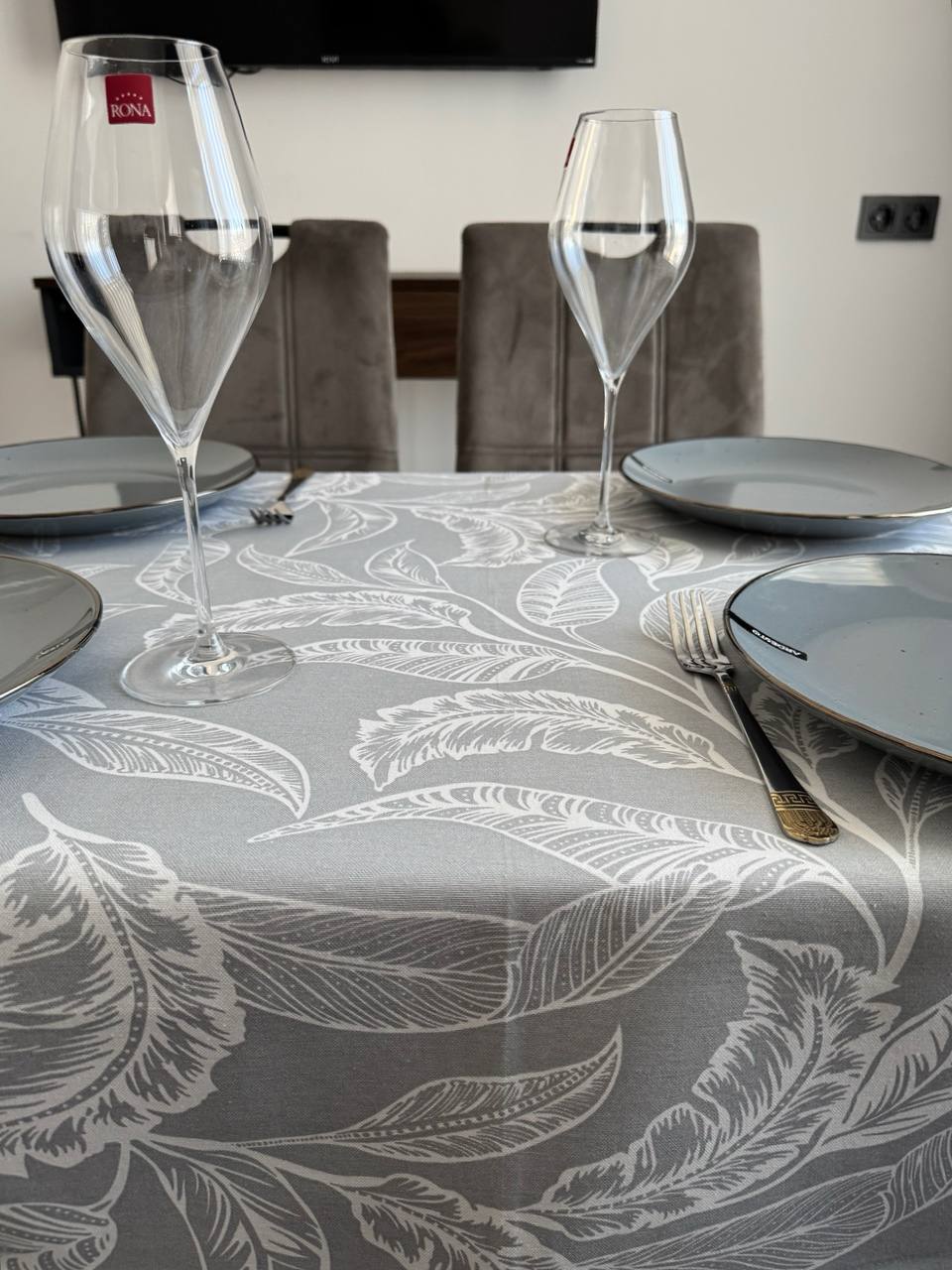 Linen waterproof tablecloth with Teflon, Geometry collection,  luxury quality (custom or standard size)