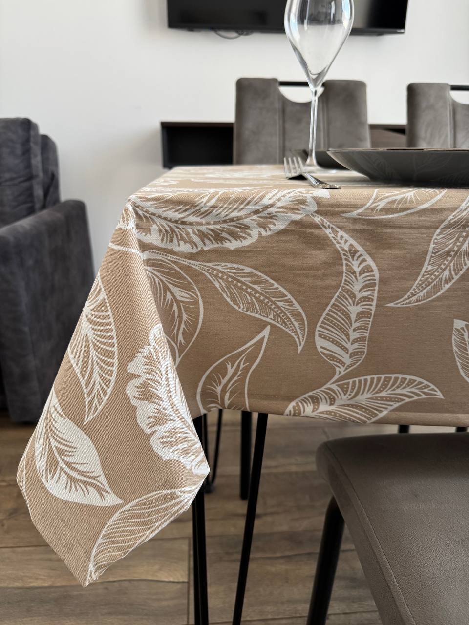Linen waterproof tablecloth with Teflon, Geometry collection,  luxury quality (custom or standard size)